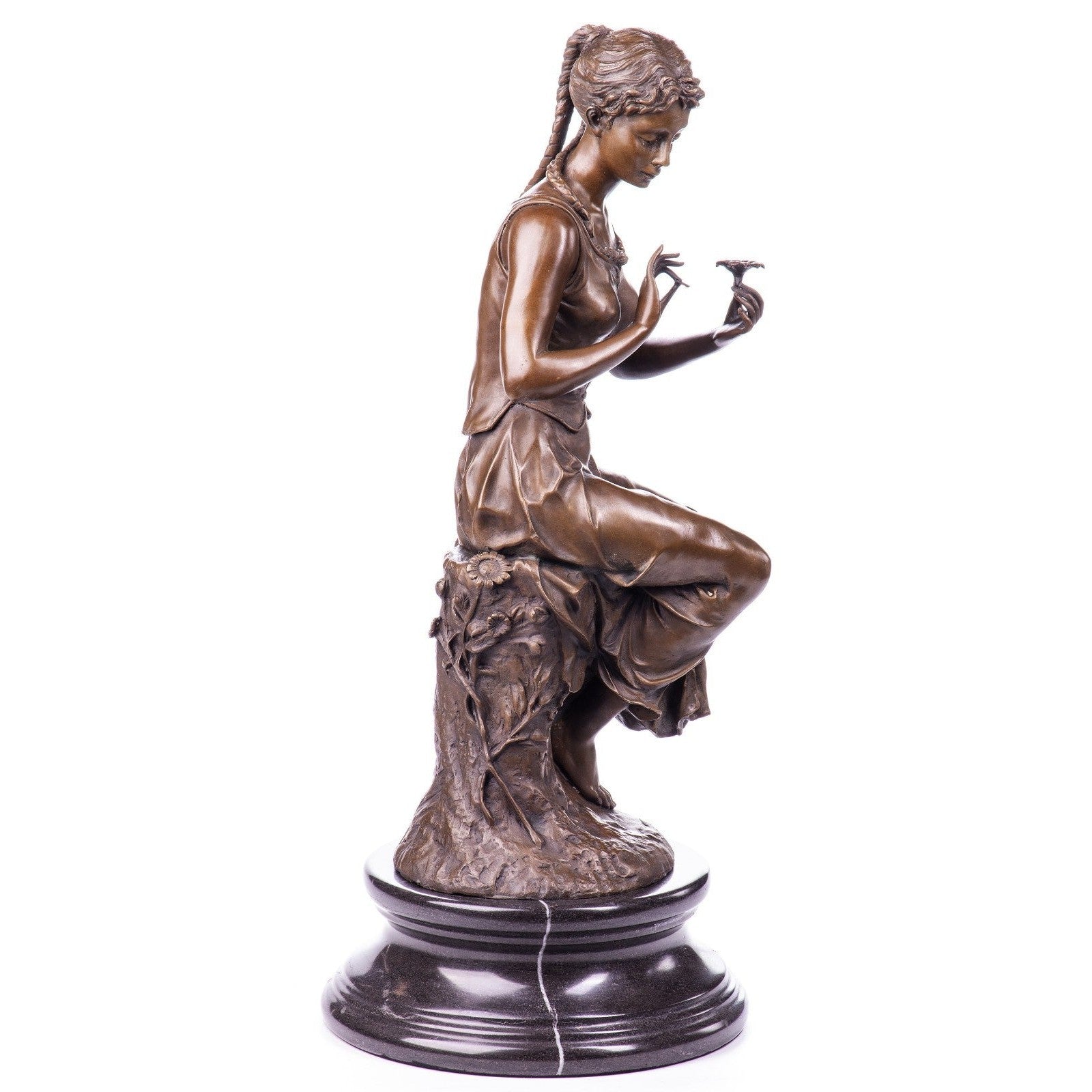 Elegant Art Deco Bronze Statue of a Girl in a Dress, Figurines & Statu