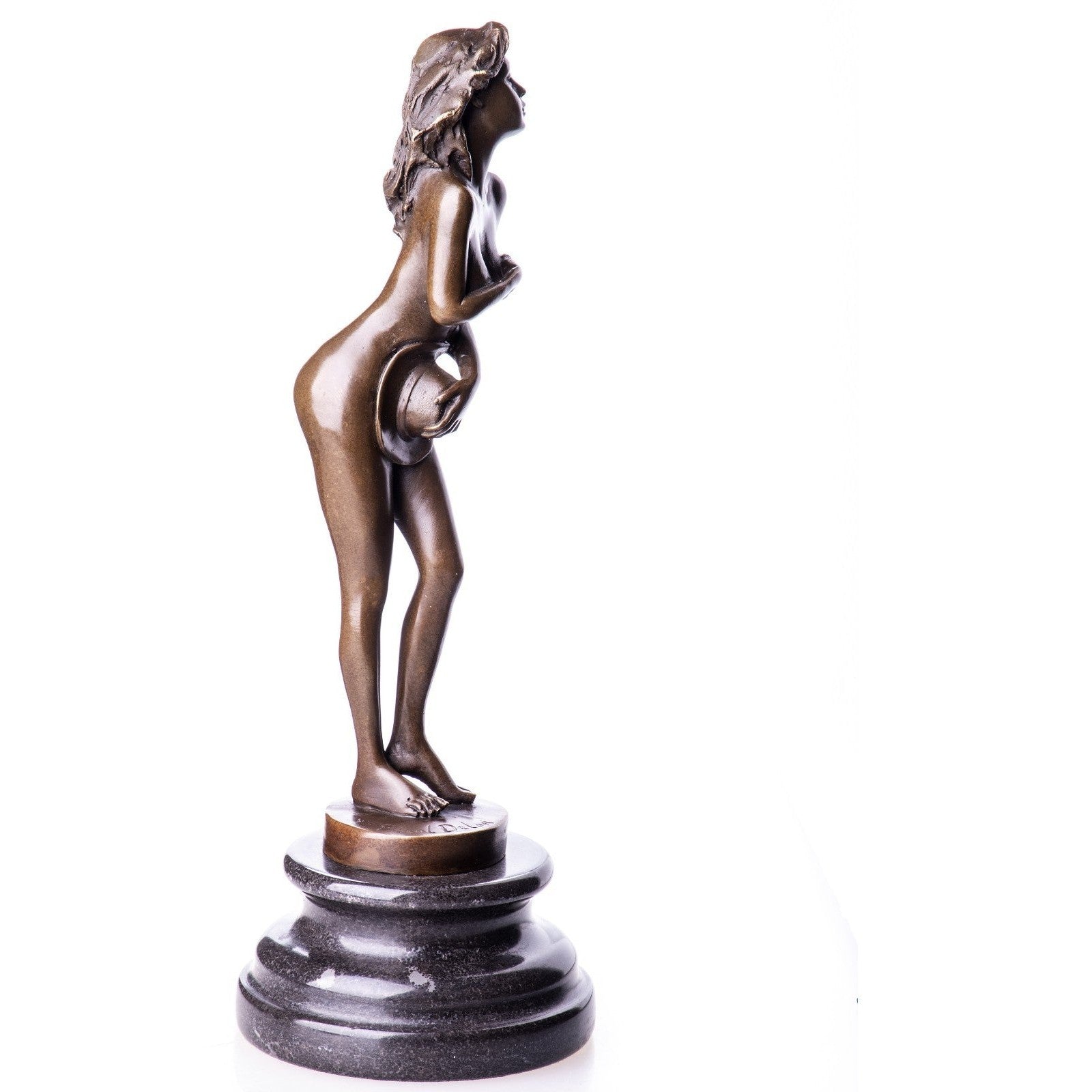 Elegant Nude Woman Holding Hat | Nude & Figurative Art | Home Decor