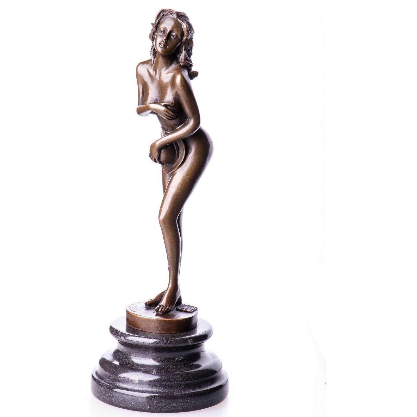 Elegant Nude Woman Holding Hat | Nude & Figurative Art | Home Decor