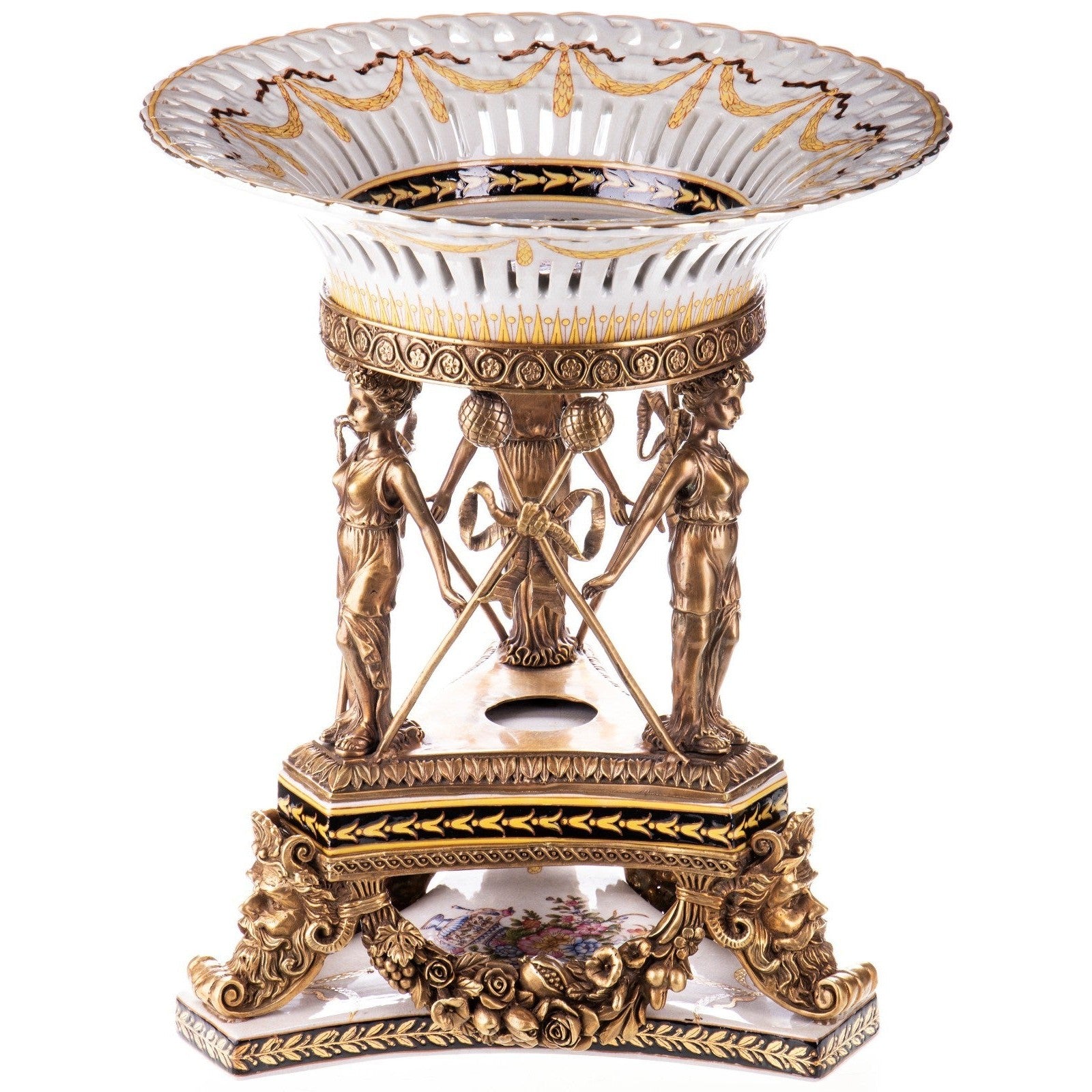Empire Style Centerpiece Bowl with Crystal and Bronze Detailing