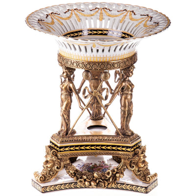 Empire Style Centerpiece Bowl with Crystal and Bronze Detailing