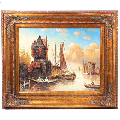 Oil painting with frame "Sailing ship" | Handcrafted Wall Decor