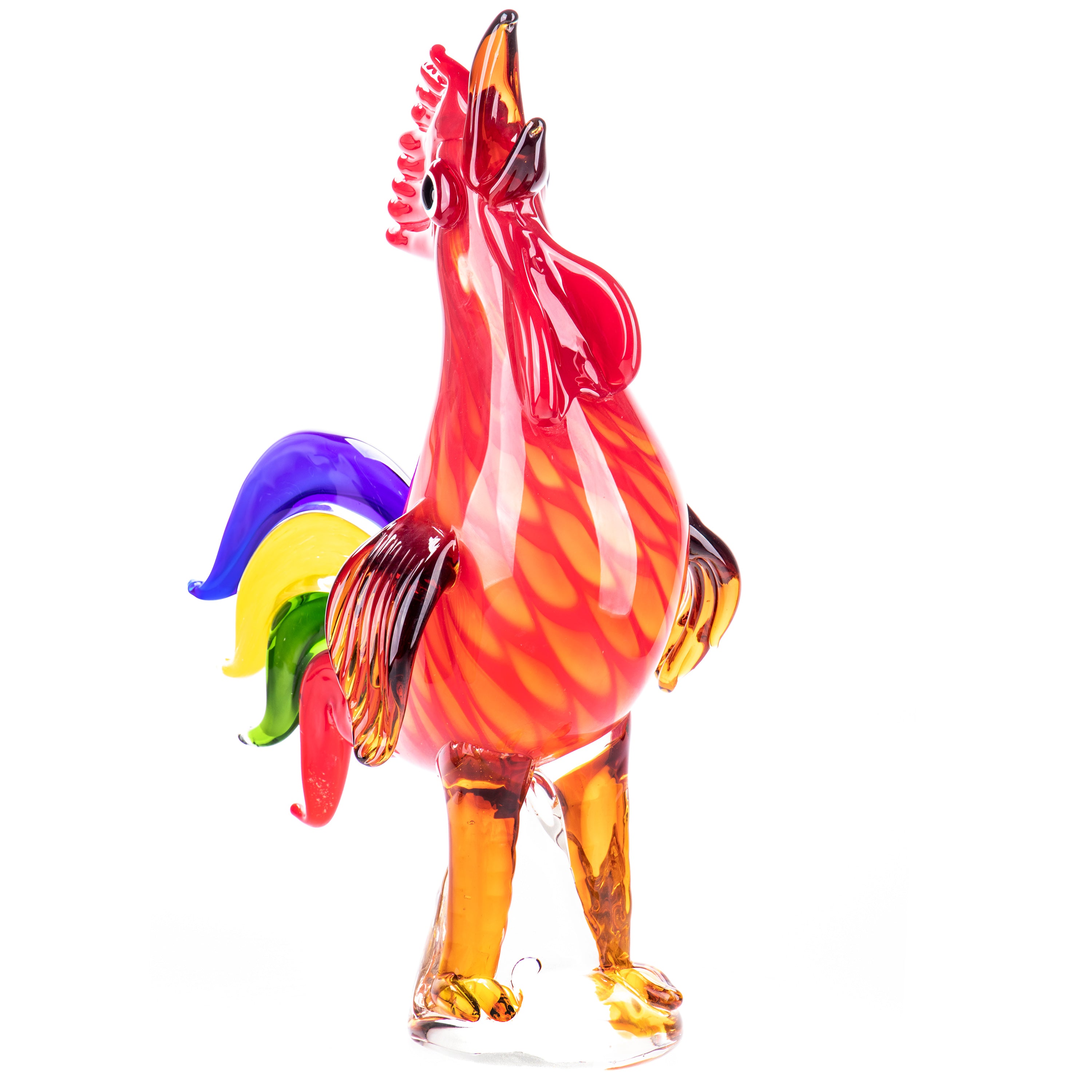 Murano Style Glass Rooster Sculpture – Large