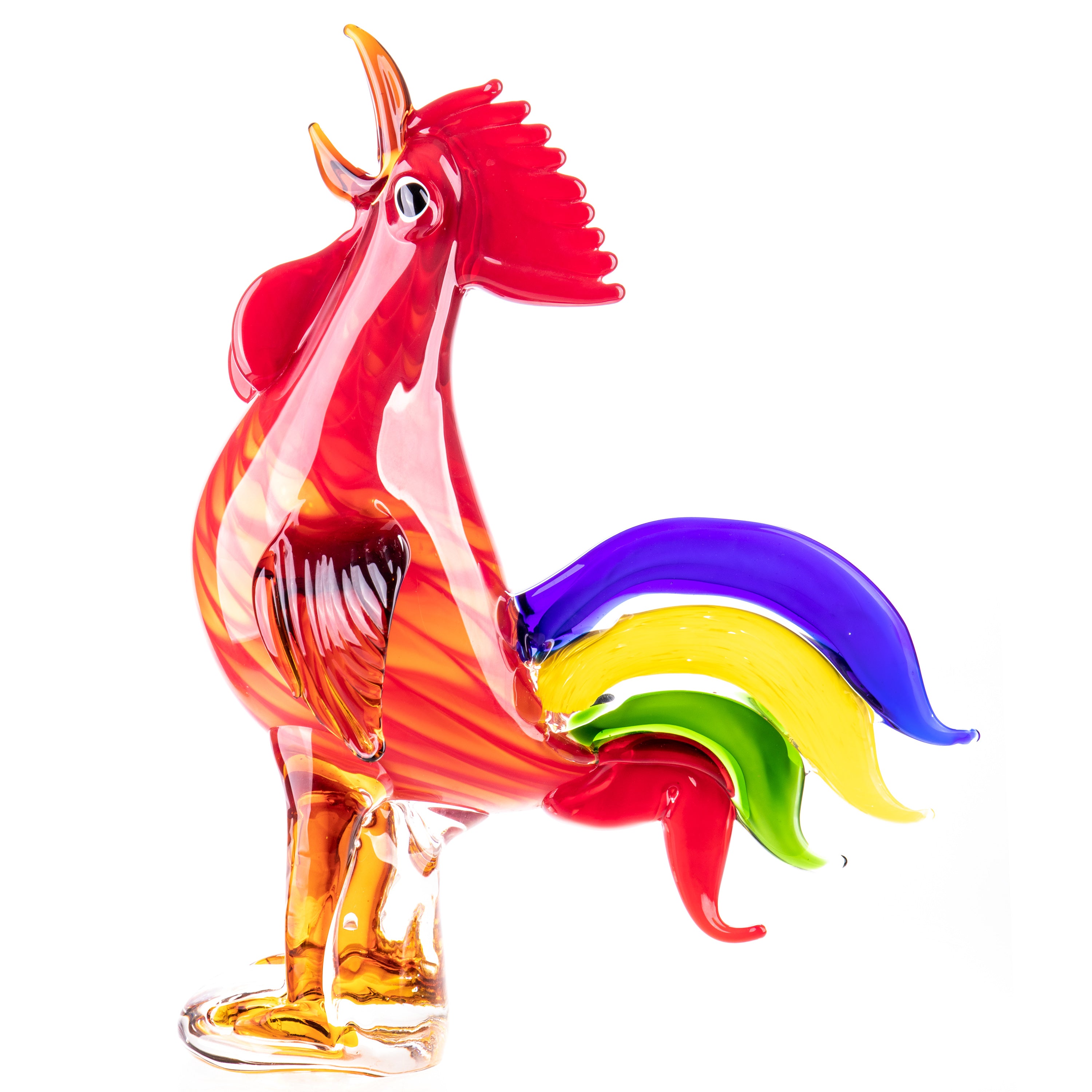 Murano Style Glass Rooster Sculpture – Large