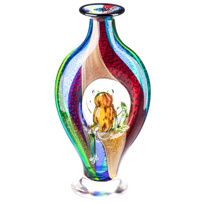 Murano Style Glass Vase with Frog