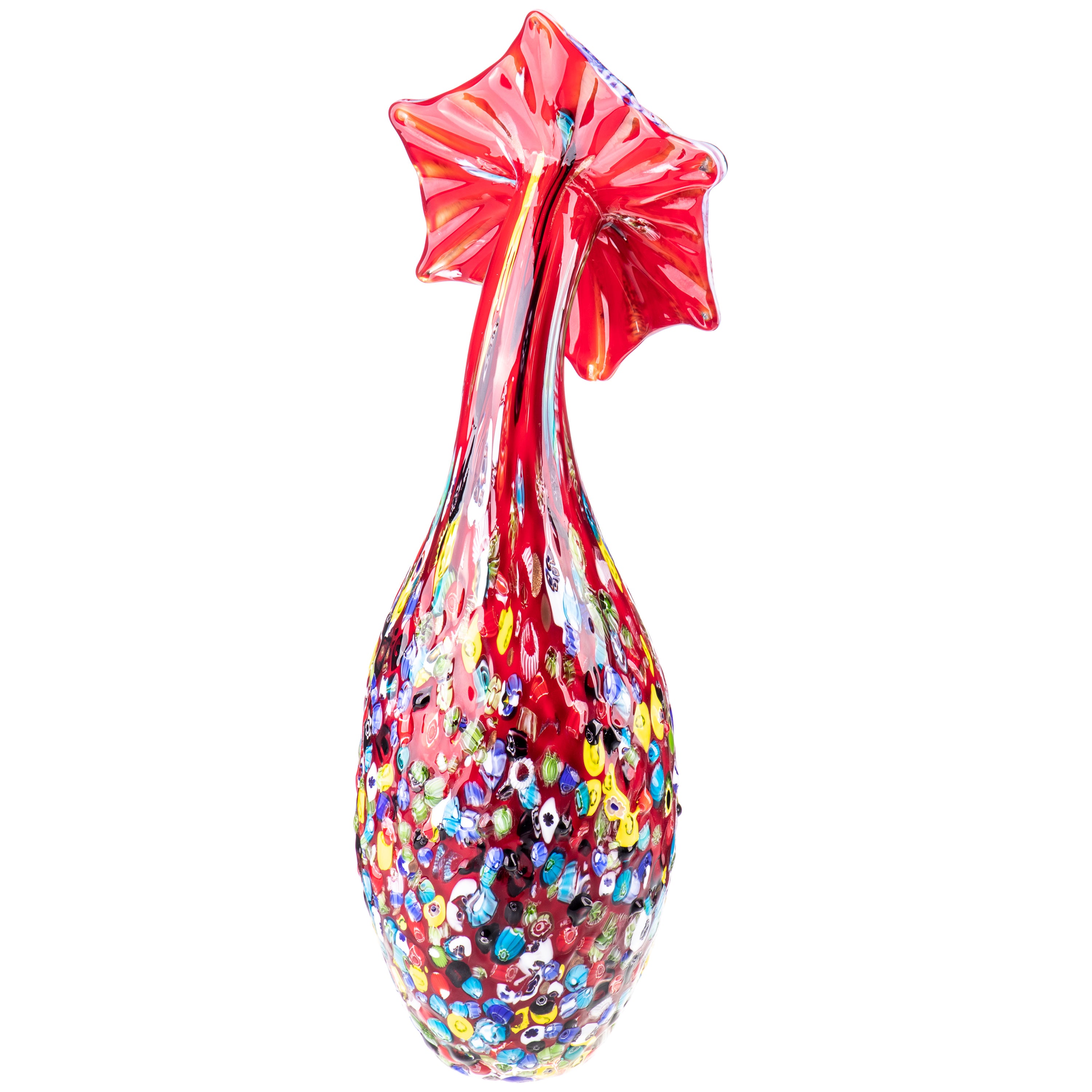 Murano Style Glass Vase – Slim Tall Art Glass