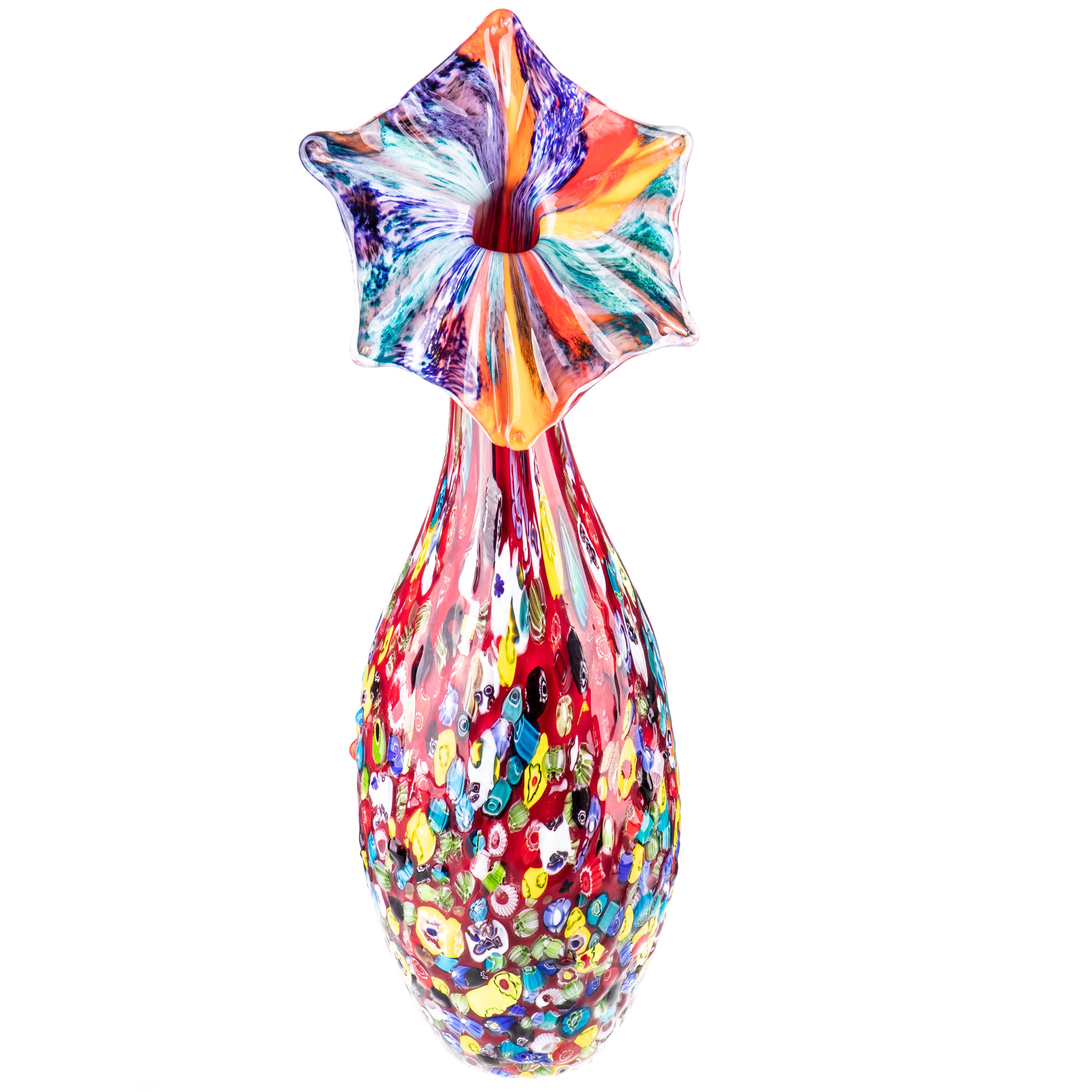 Murano Style Glass Vase – Slim Tall Art Glass