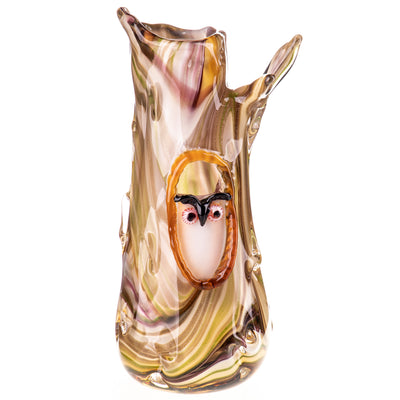 Murano style glass vase with owl | Handcrafted Glass Decor