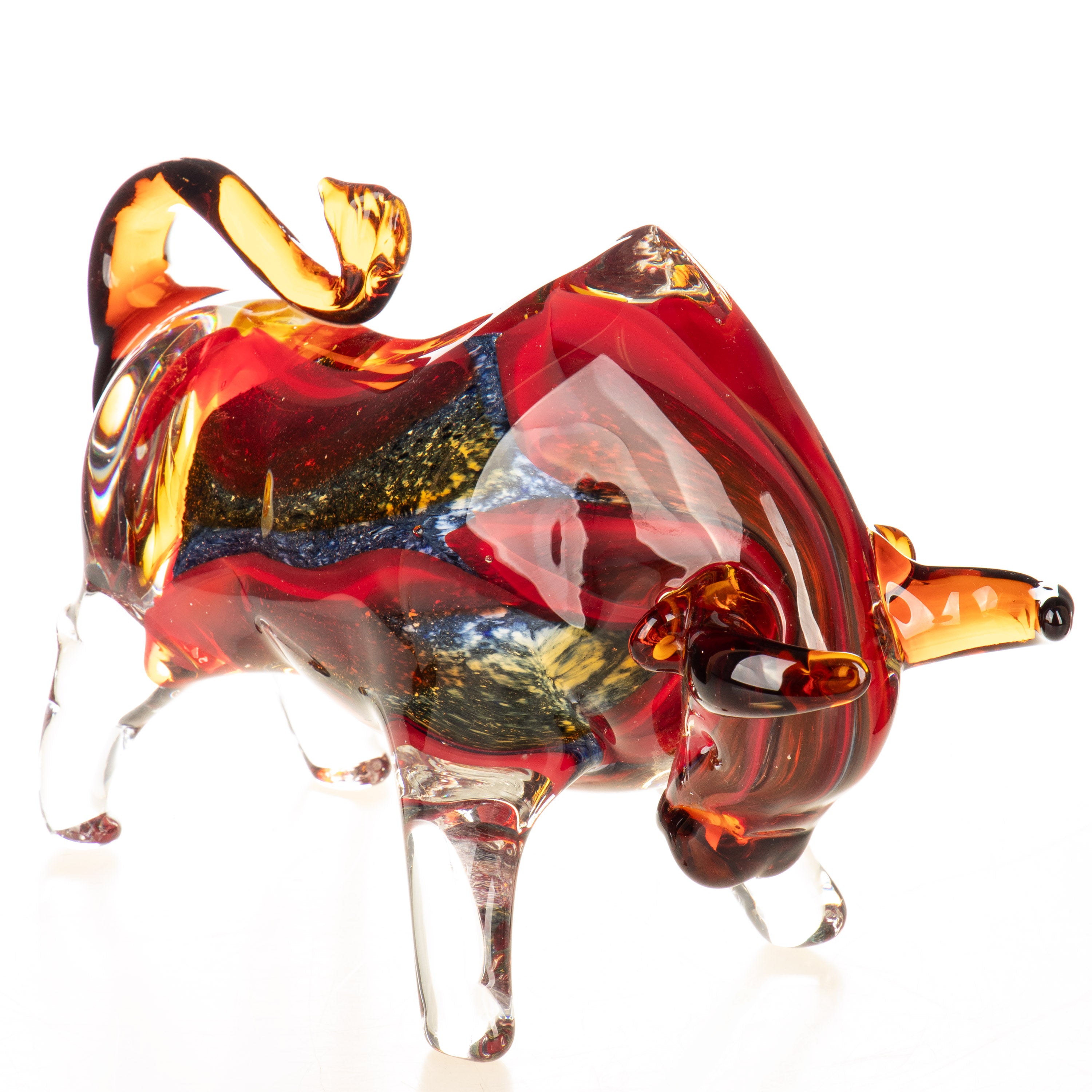 Murano Style Glass Bull Figurine