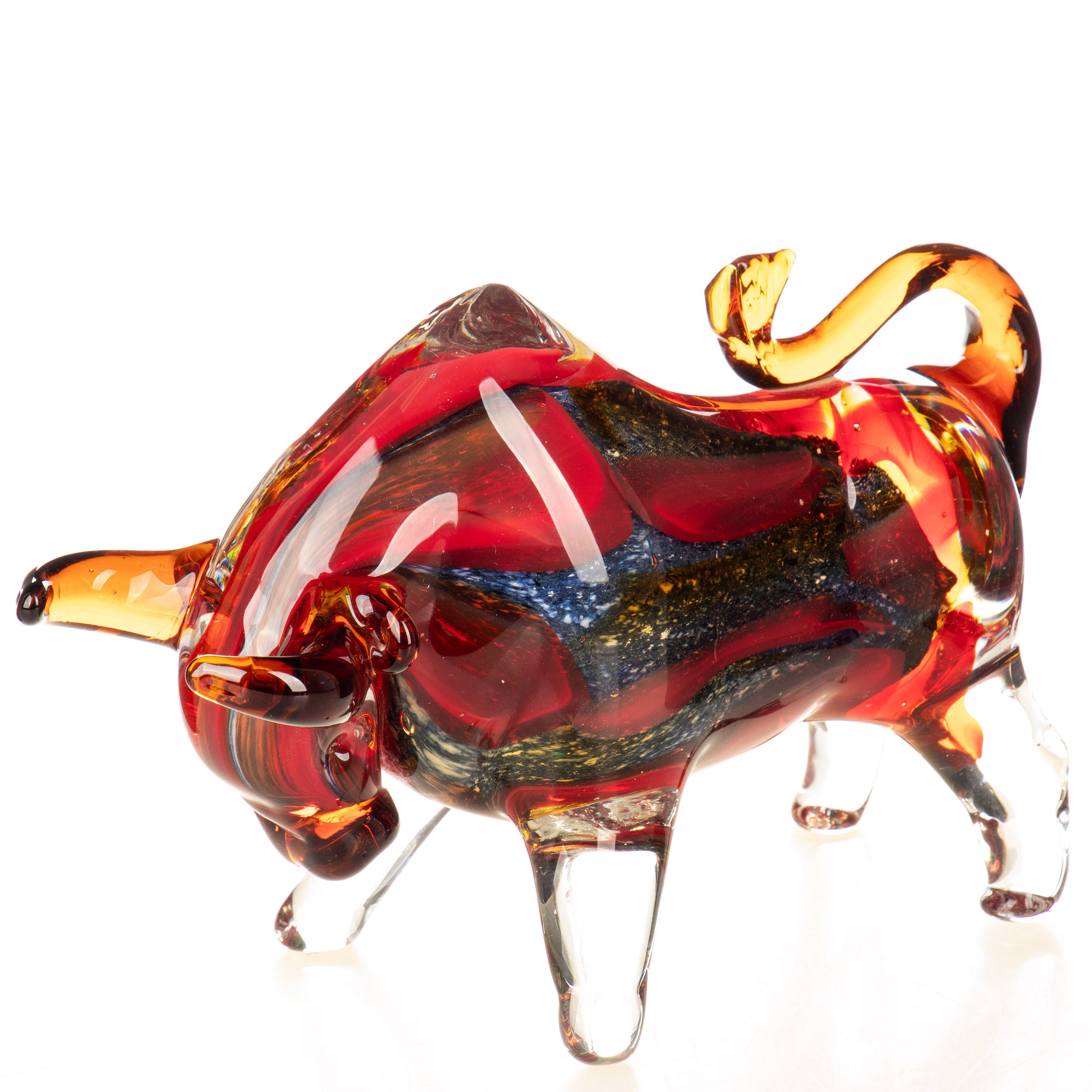 Murano Style Glass Bull Figurine