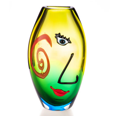Murano style glass vase with face | Handcrafted Glass Decor