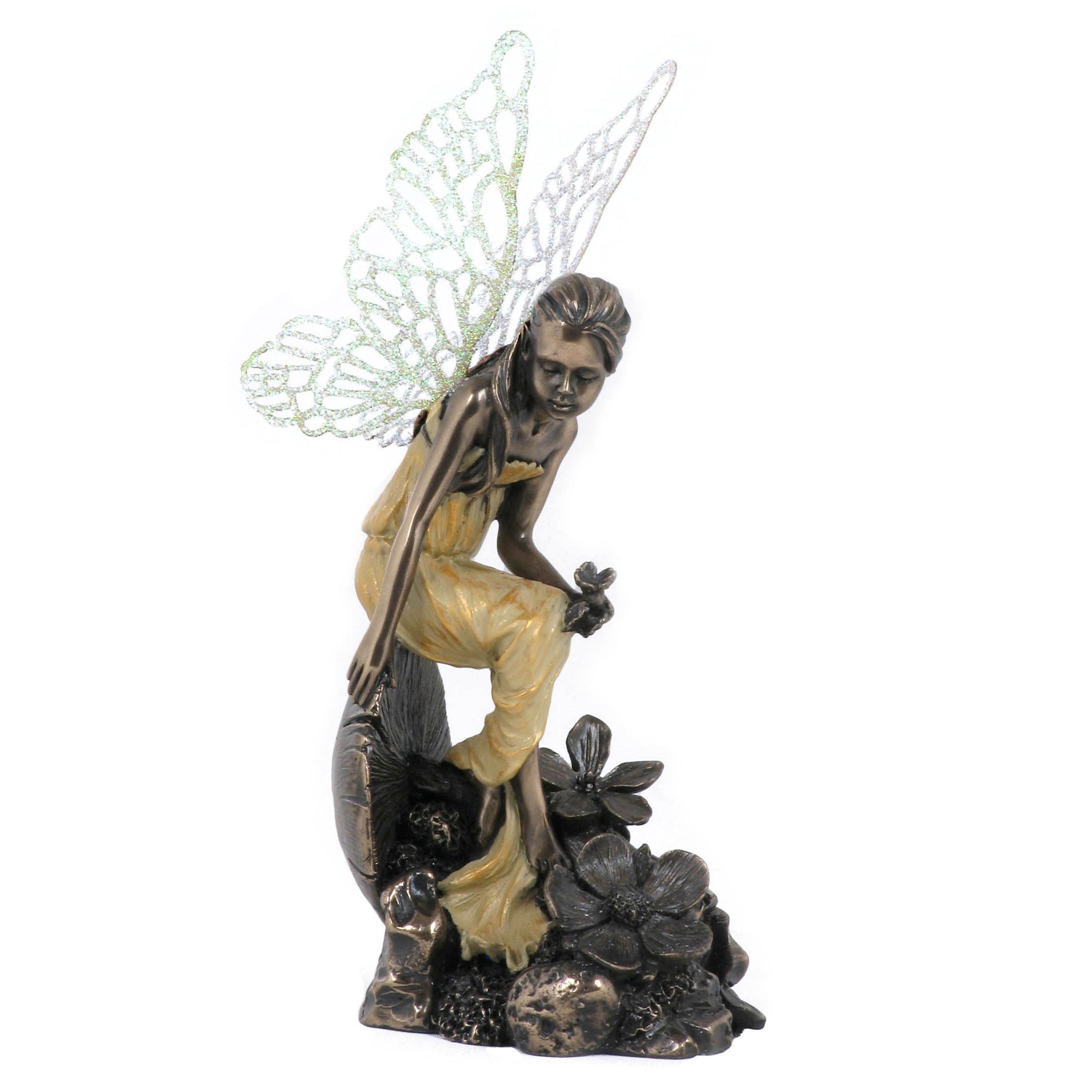 Little Fairy Seated On Mushroom W/Flower