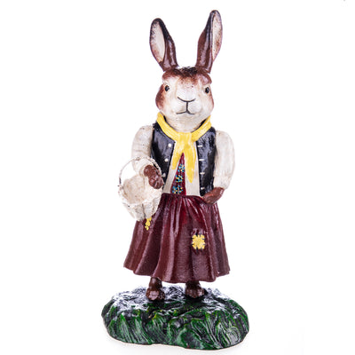 Cast iron rabbit with basket | Handcrafted Cast Iron Decor