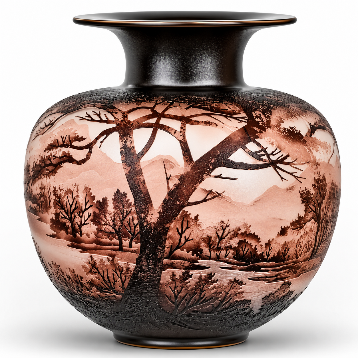 Landscape Etched Ceramic Vase | Unique Home Accent | Gift Idea