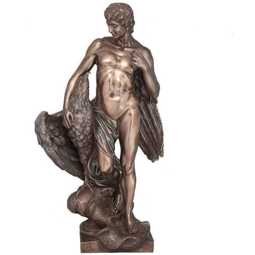 Ganymede Statue Figurine with Zeus Eagle.Male Statue, Mythology & Deit
