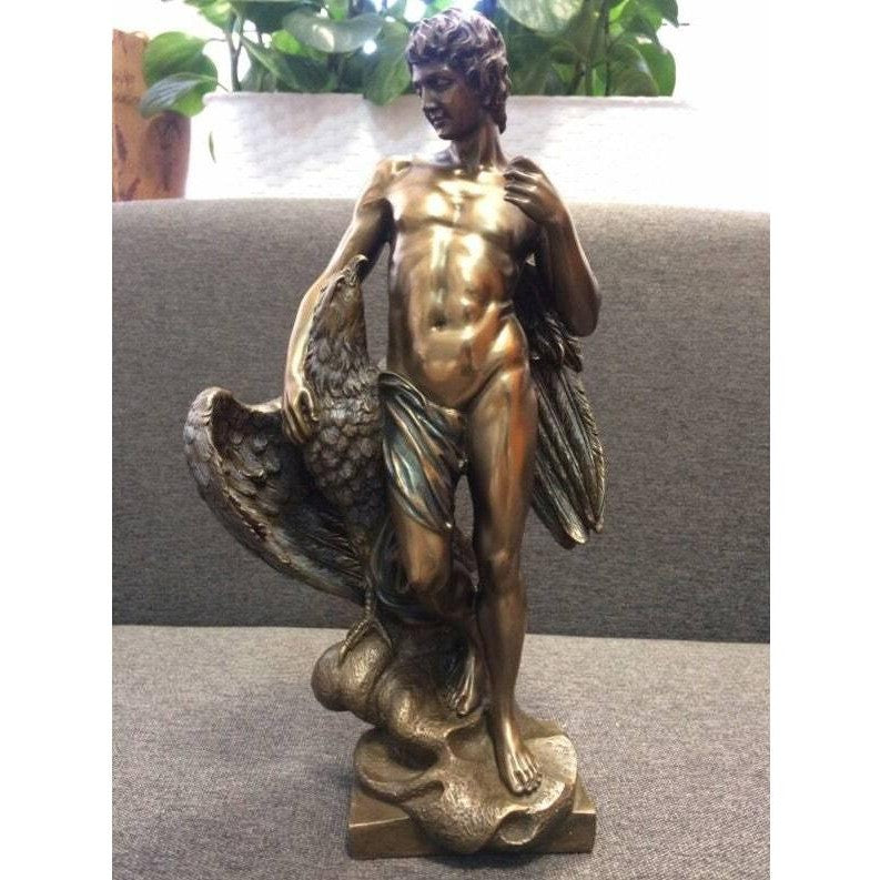 Ganymede Statue Figurine with Zeus Eagle.Male Statue, Mythology & Deit