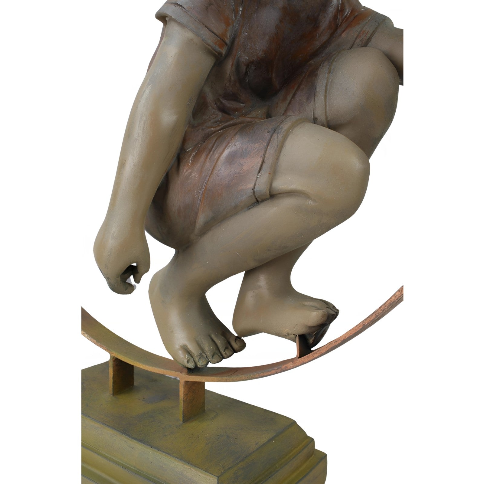 Girl Sitting Inside a Bronze-Colored Hoop | Figurines & Statues