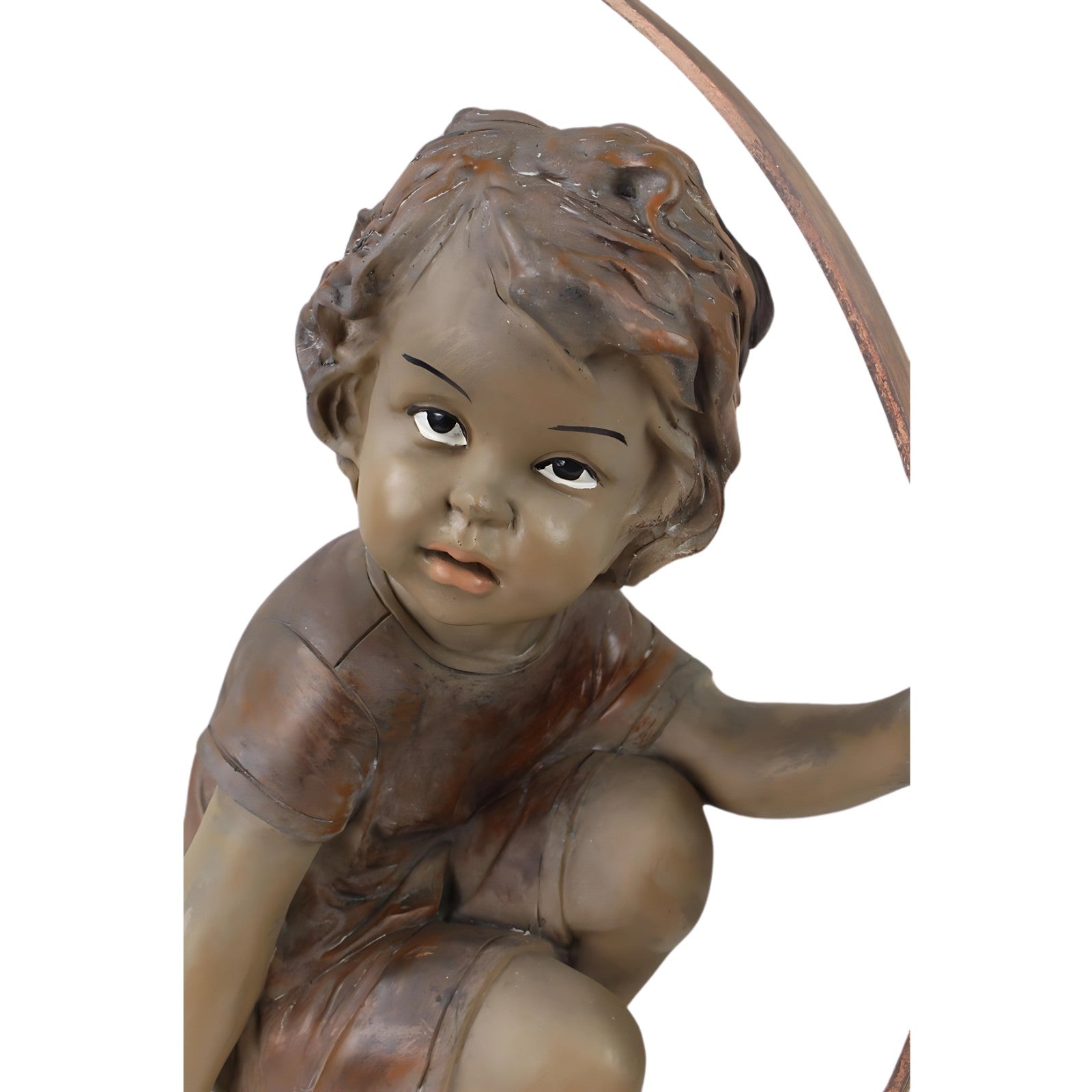 Girl Sitting Inside a Bronze-Colored Hoop | Figurines & Statues