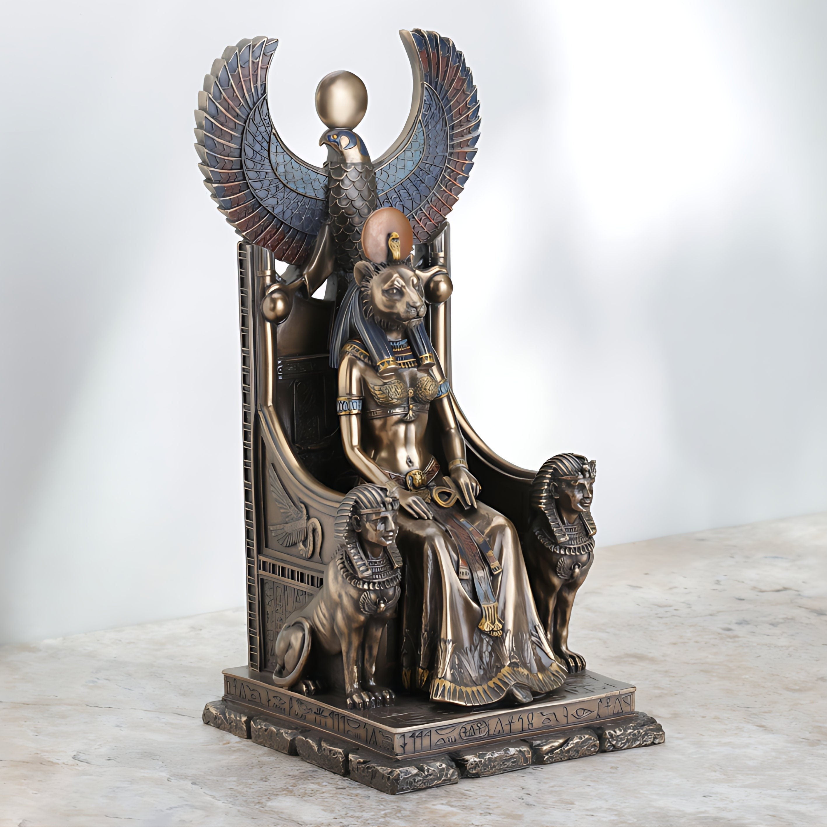 Goddess Sekhmet Sitting in Throne | Mythology & Deity Sculptures
