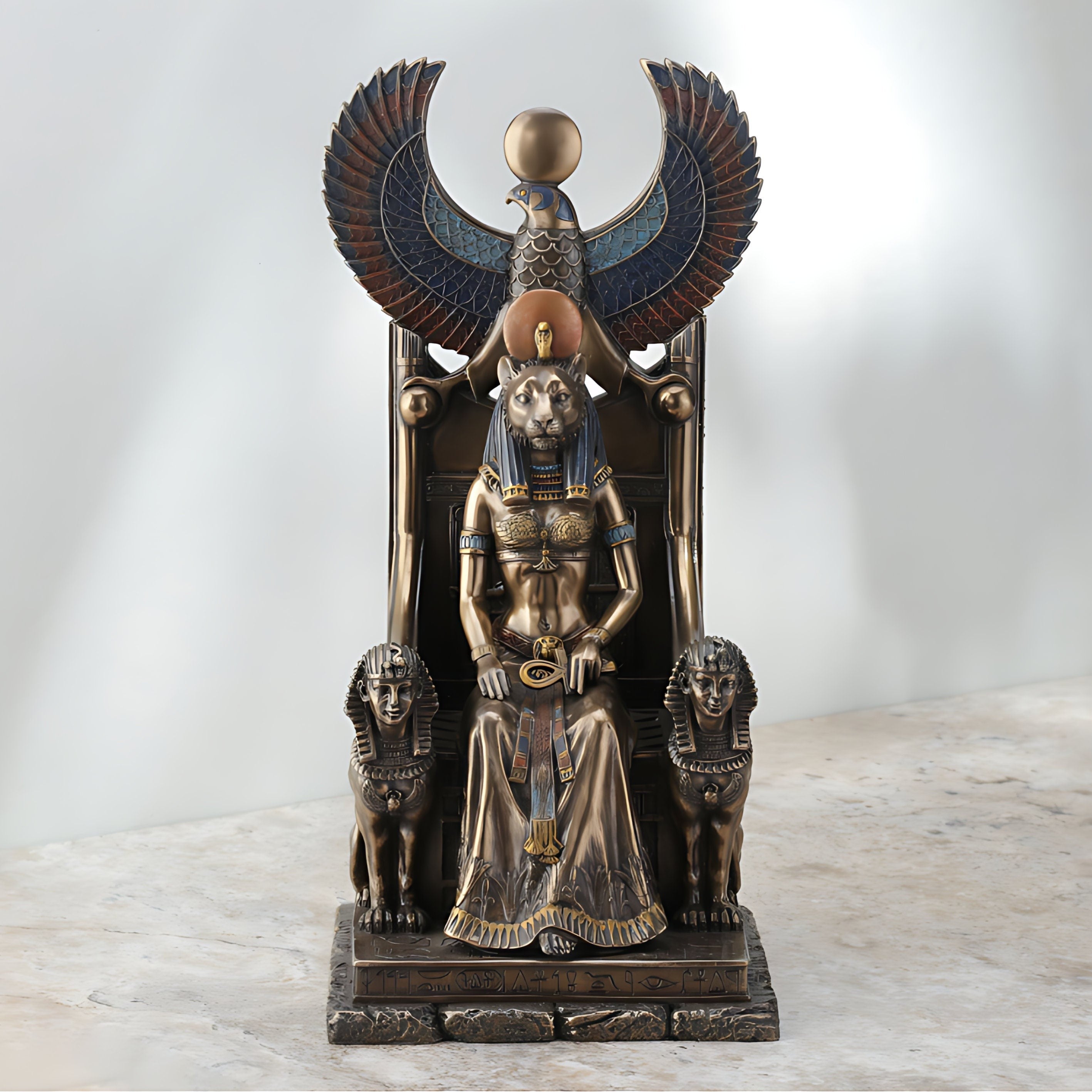 Goddess Sekhmet Sitting in Throne | Mythology & Deity Sculptures