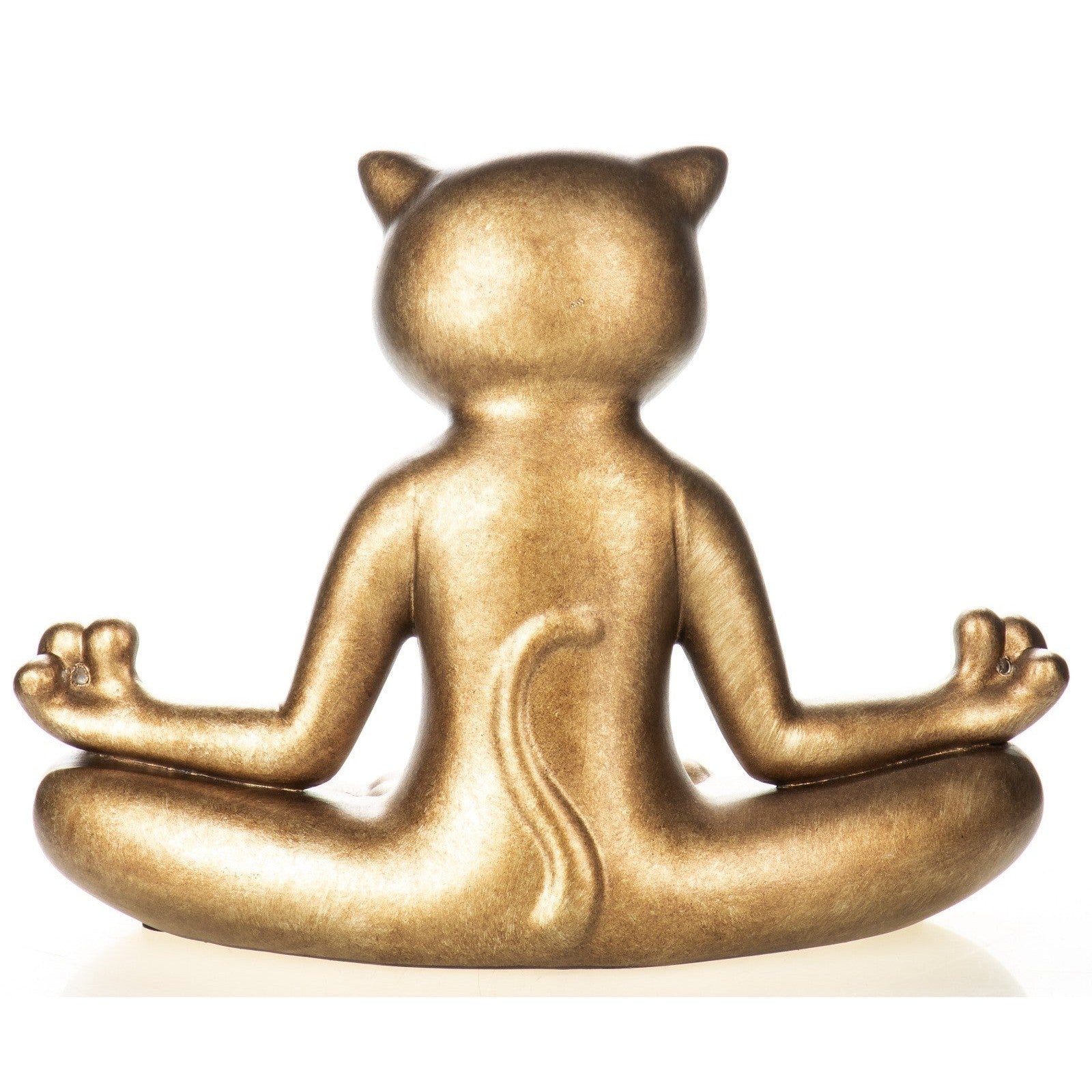 Golden Meditating Cat Sculpture | Animal Sculptures | Home Decor