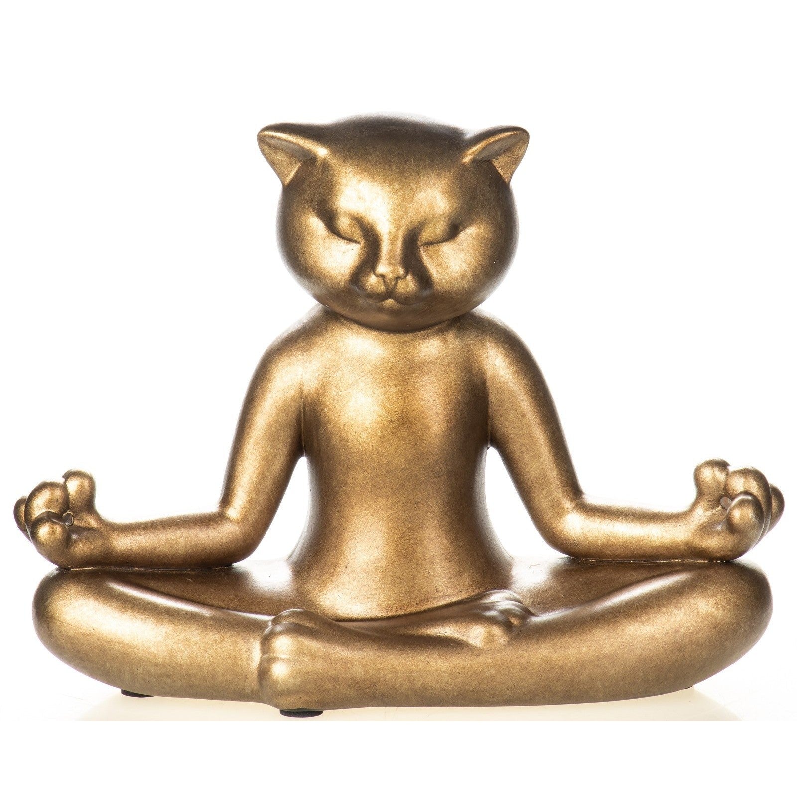 Golden Meditating Cat Sculpture | Animal Sculptures | Home Decor