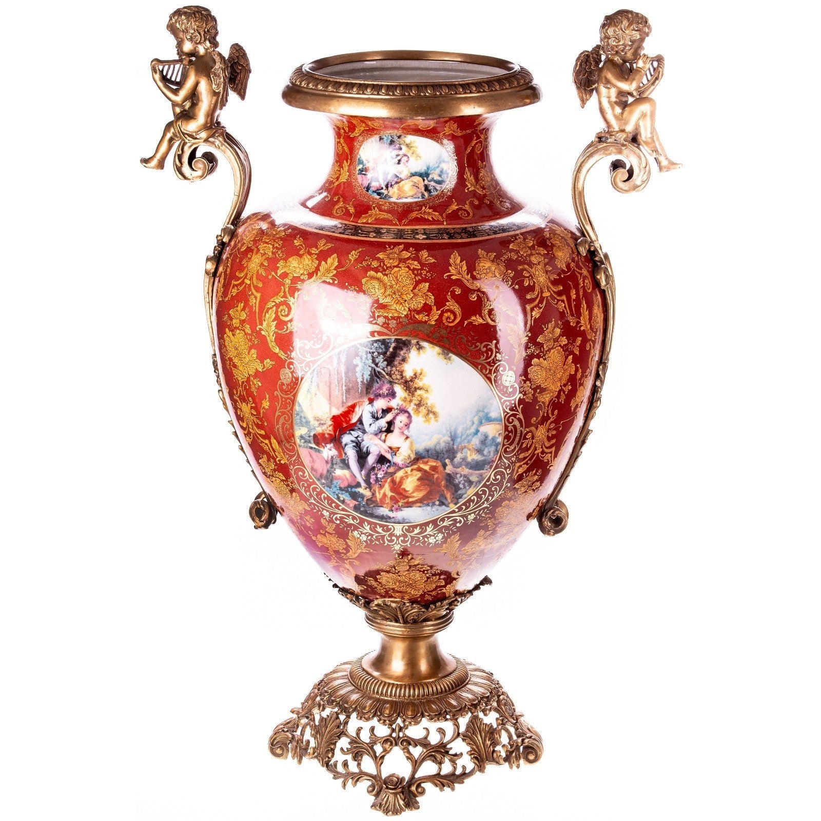 Grand Rococo Style Vase with Musical Cherubs | Vases & Bowls