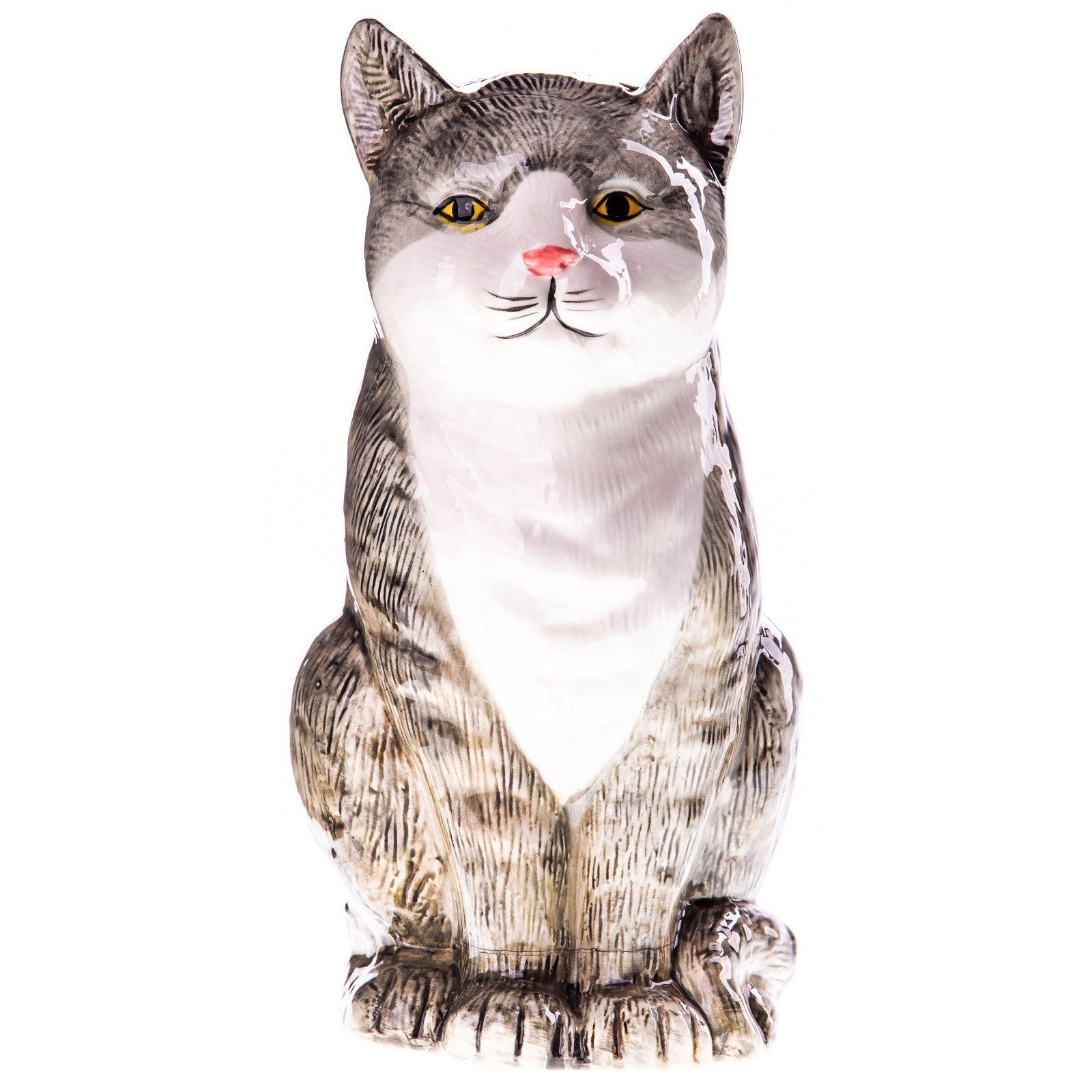Gray Tabby Ceramic Cat Statue | Animal Sculptures | Home Decor