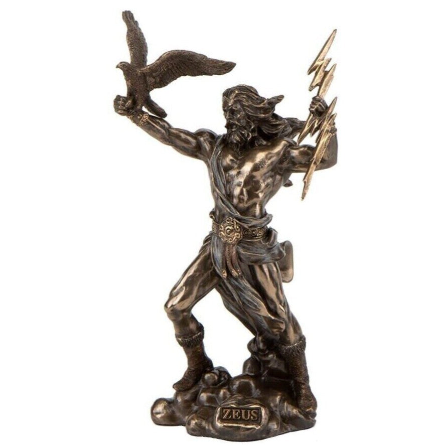 Greek God Zeus Holding Thunder and Eagle, Mythology & Deity Sculptures