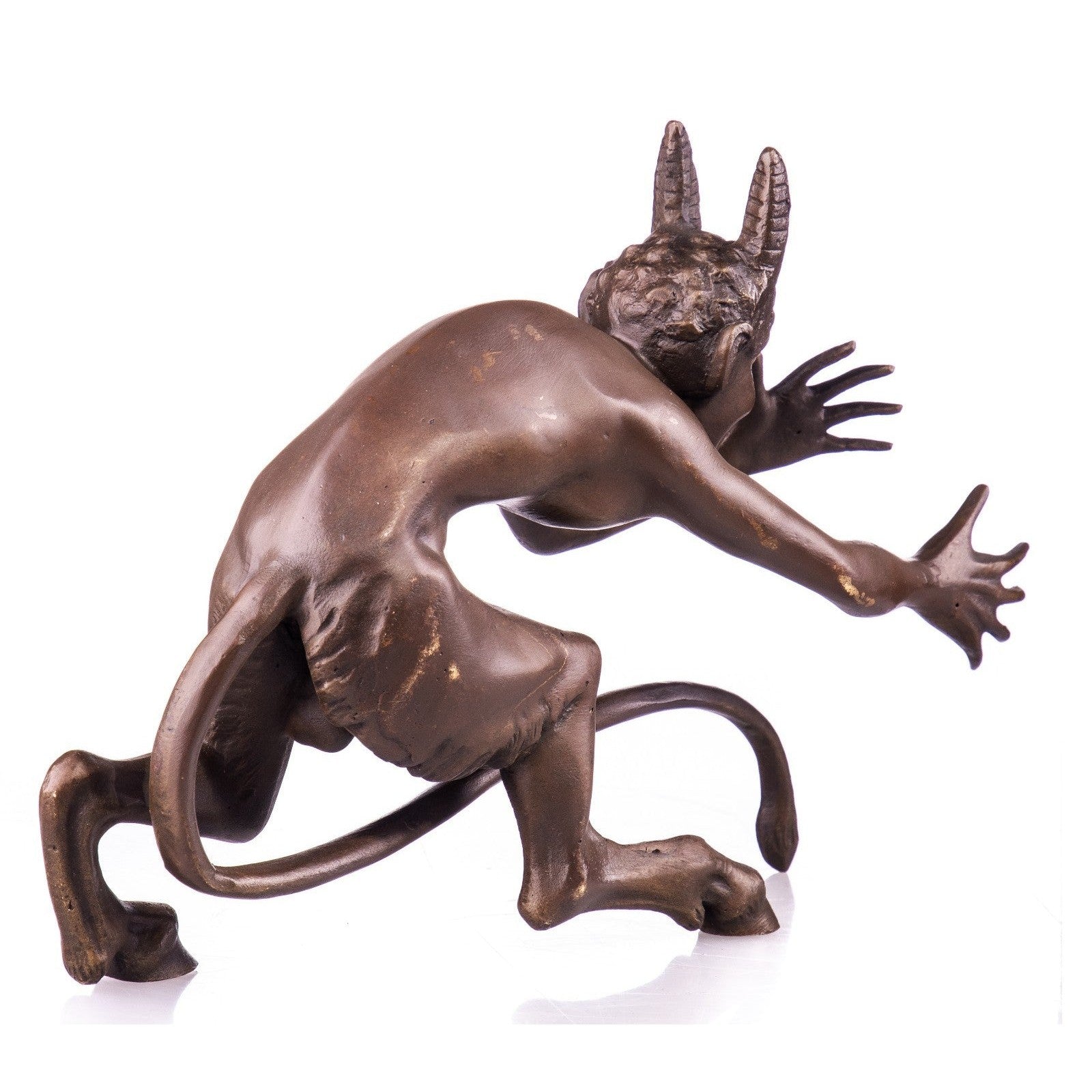 Grotesque Satyr in Motion Bronze Fantasy Sculpture by Franz von Stuck