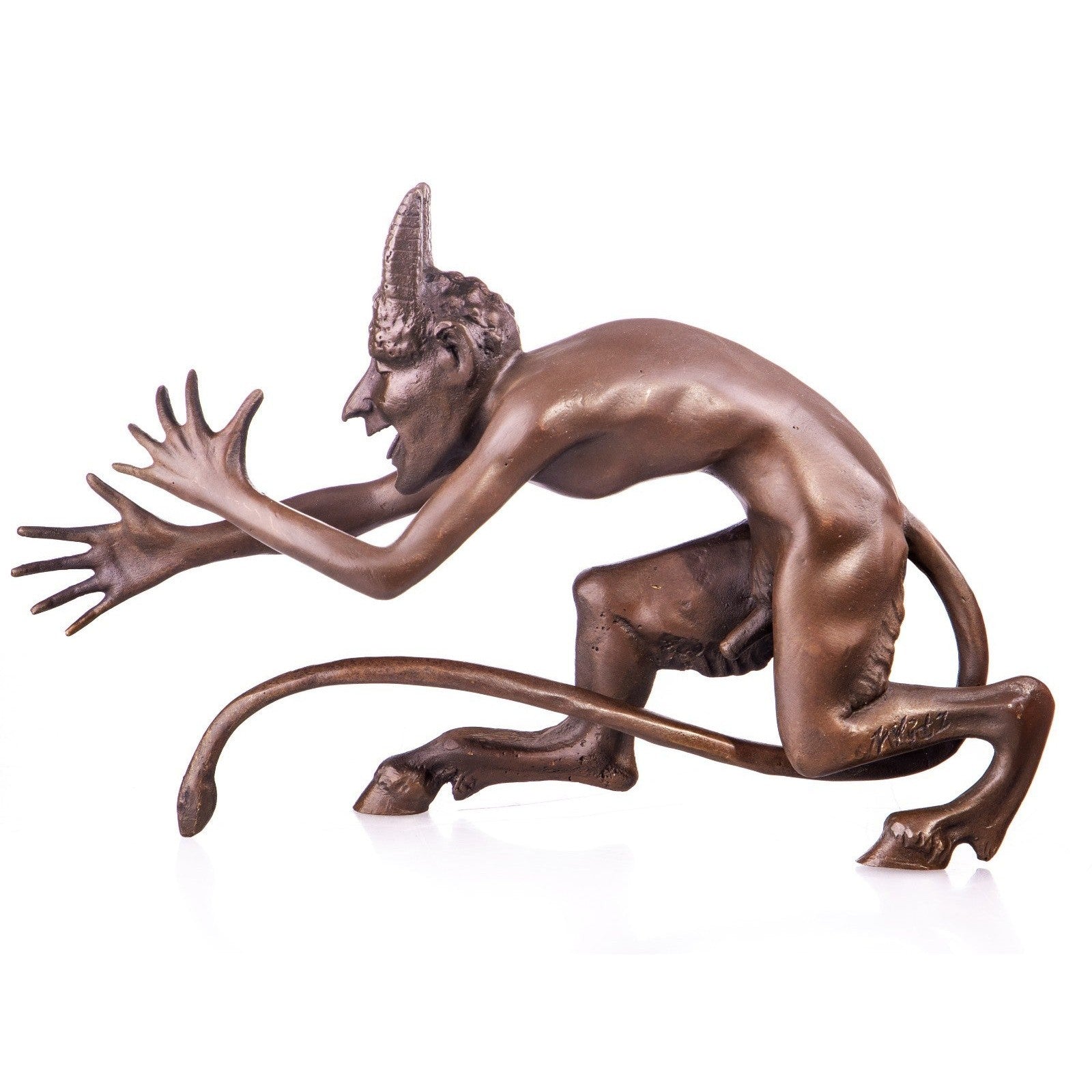 Grotesque Satyr in Motion Bronze Fantasy Sculpture by Franz von Stuck