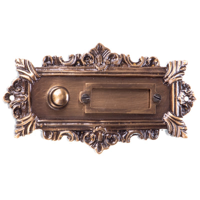 Ornate Brass Door Bell Plate | Handcrafted Brass Decor