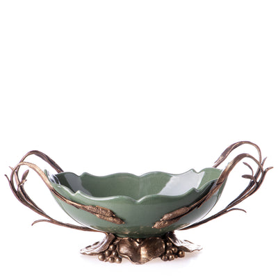 Porcelain with bronze bowl with water lilies and reeds | Handcrafted