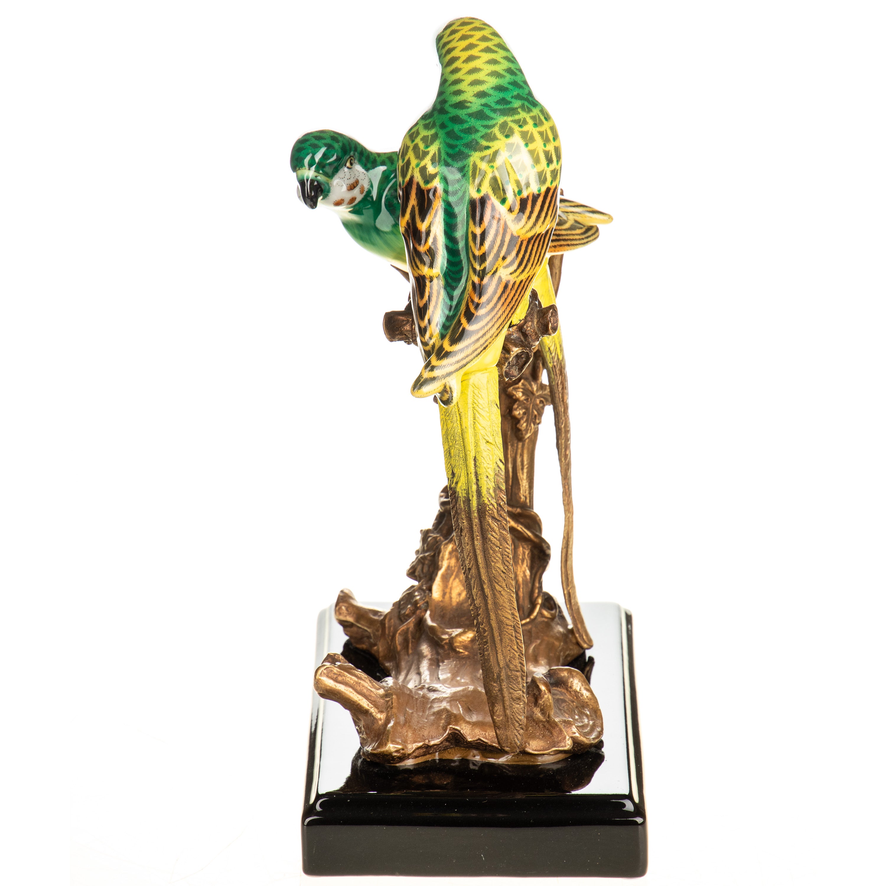Porcelain Candlestick with Bronze Parrots
