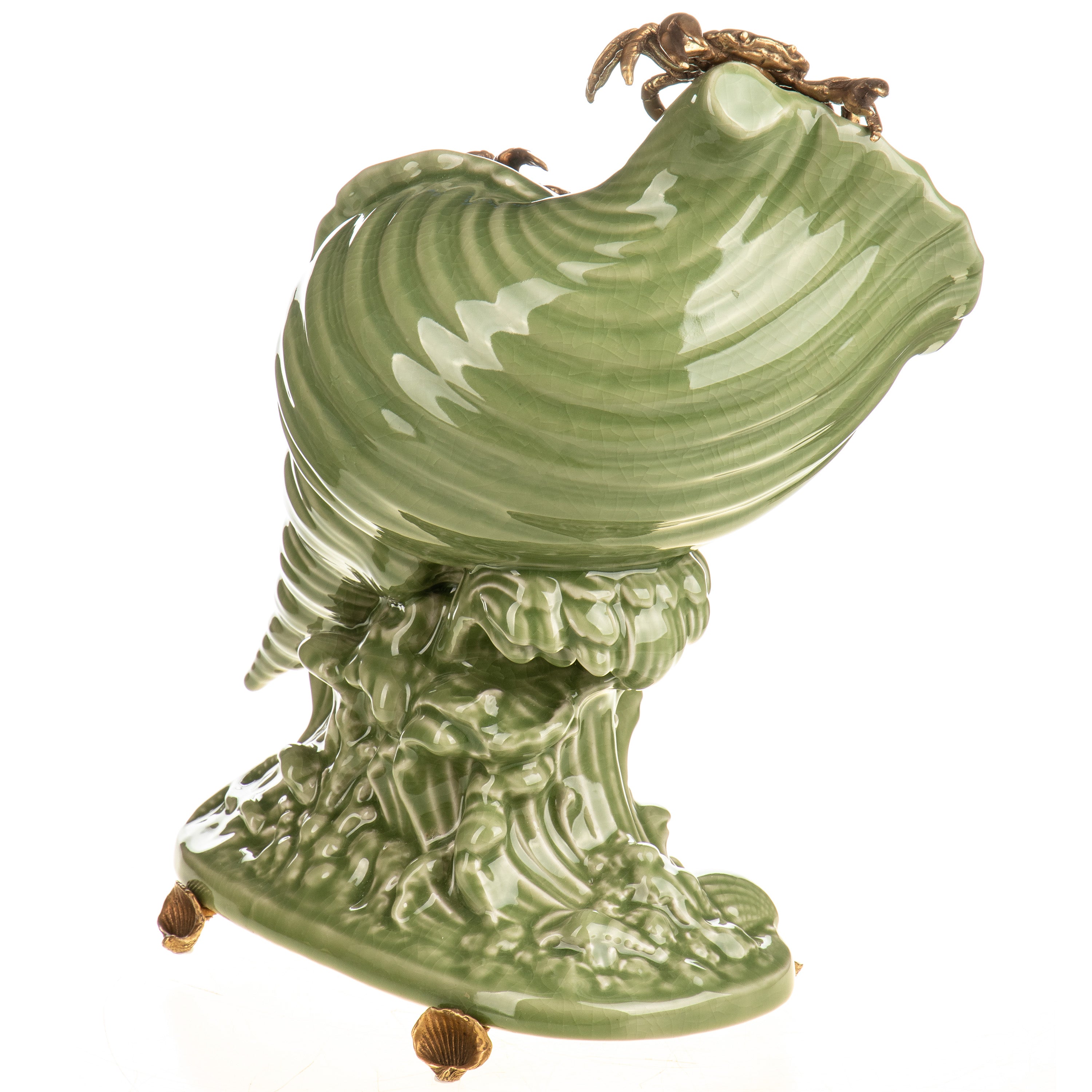 Porcelain Shell with Bronze Crabs – Centerpiece