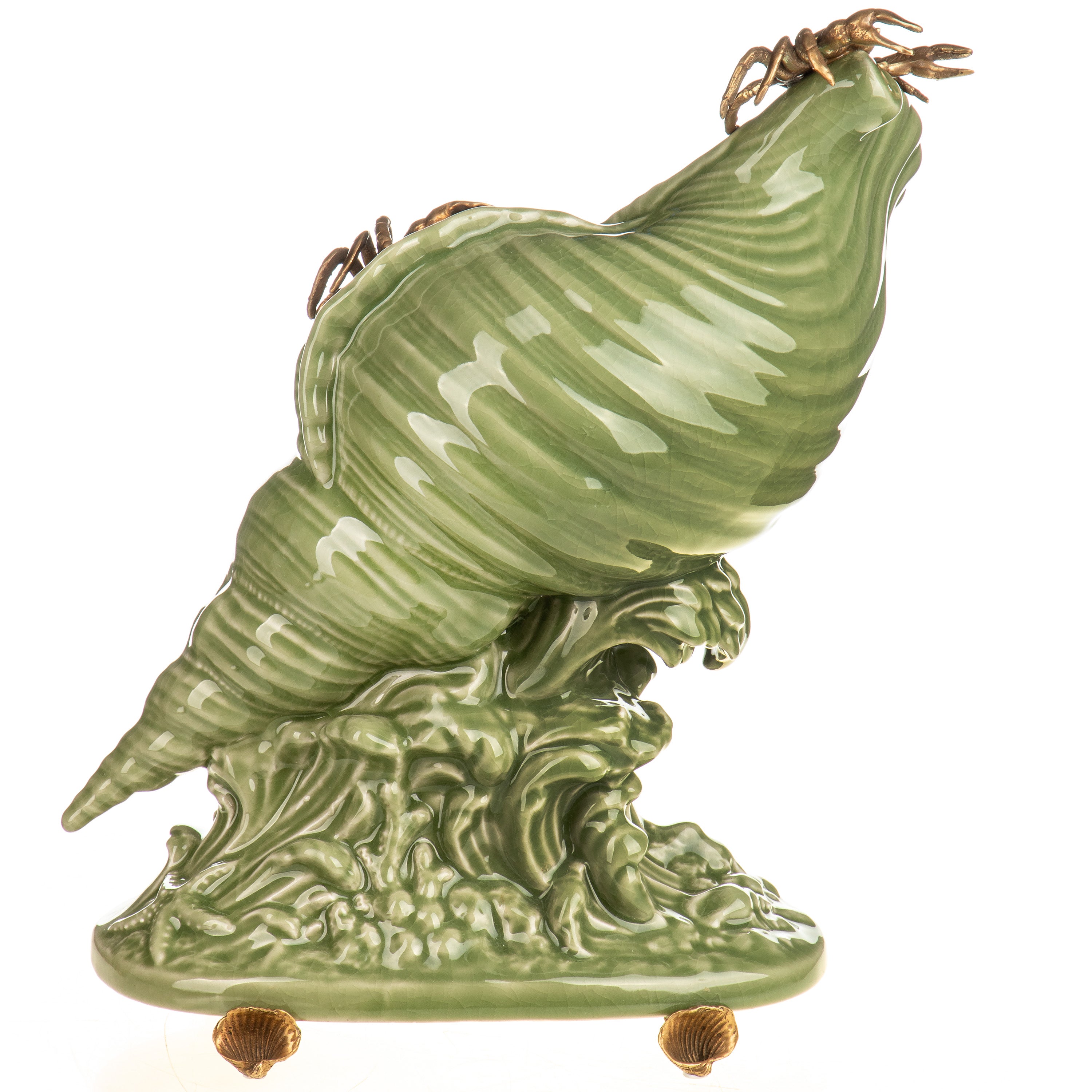 Porcelain Shell with Bronze Crabs – Centerpiece