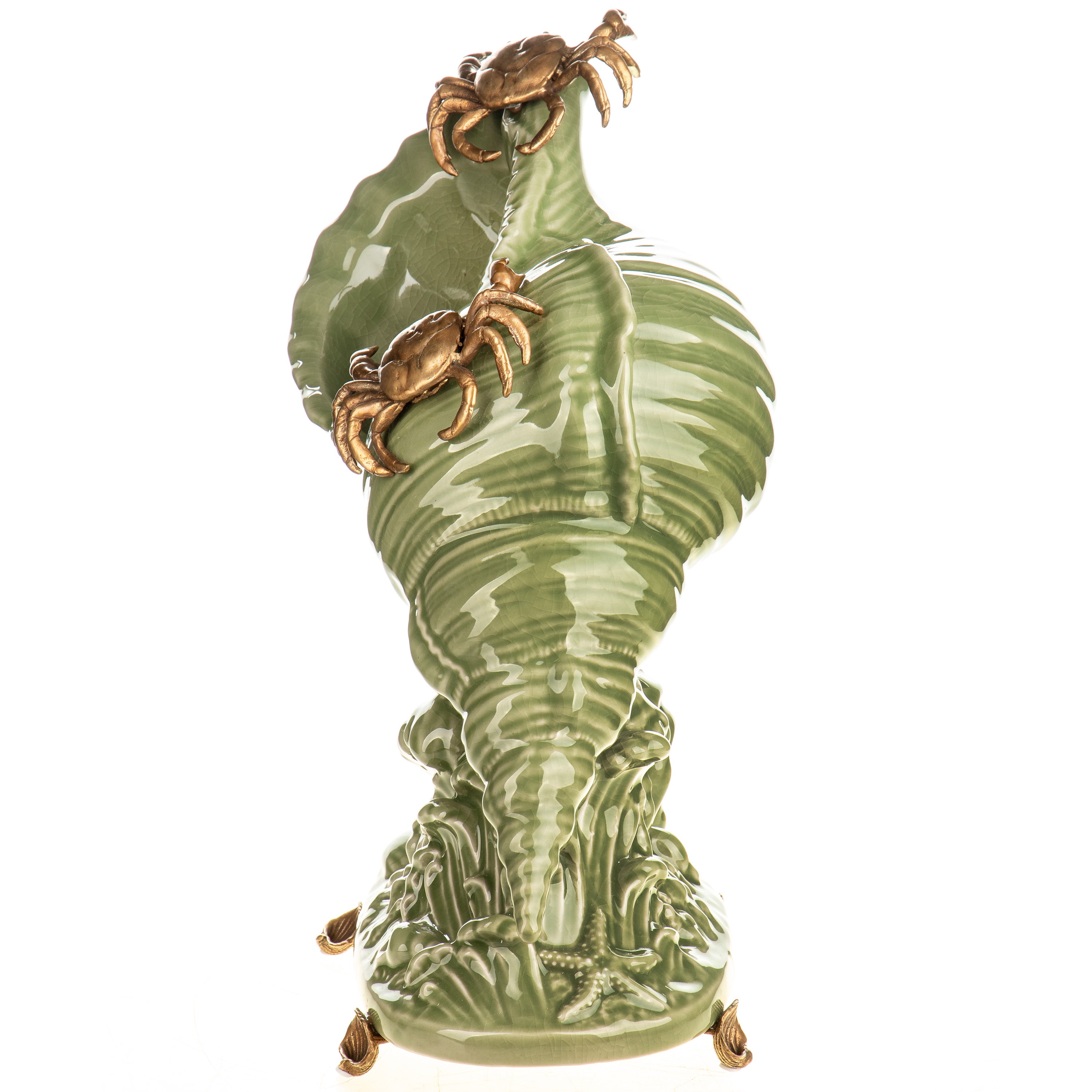 Porcelain Shell with Bronze Crabs – Centerpiece