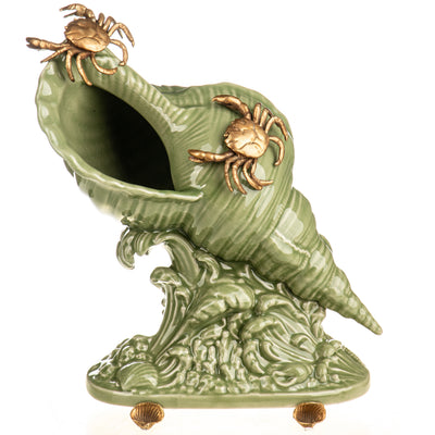 Porcelain Shell with Bronze Crabs – Centerpiece