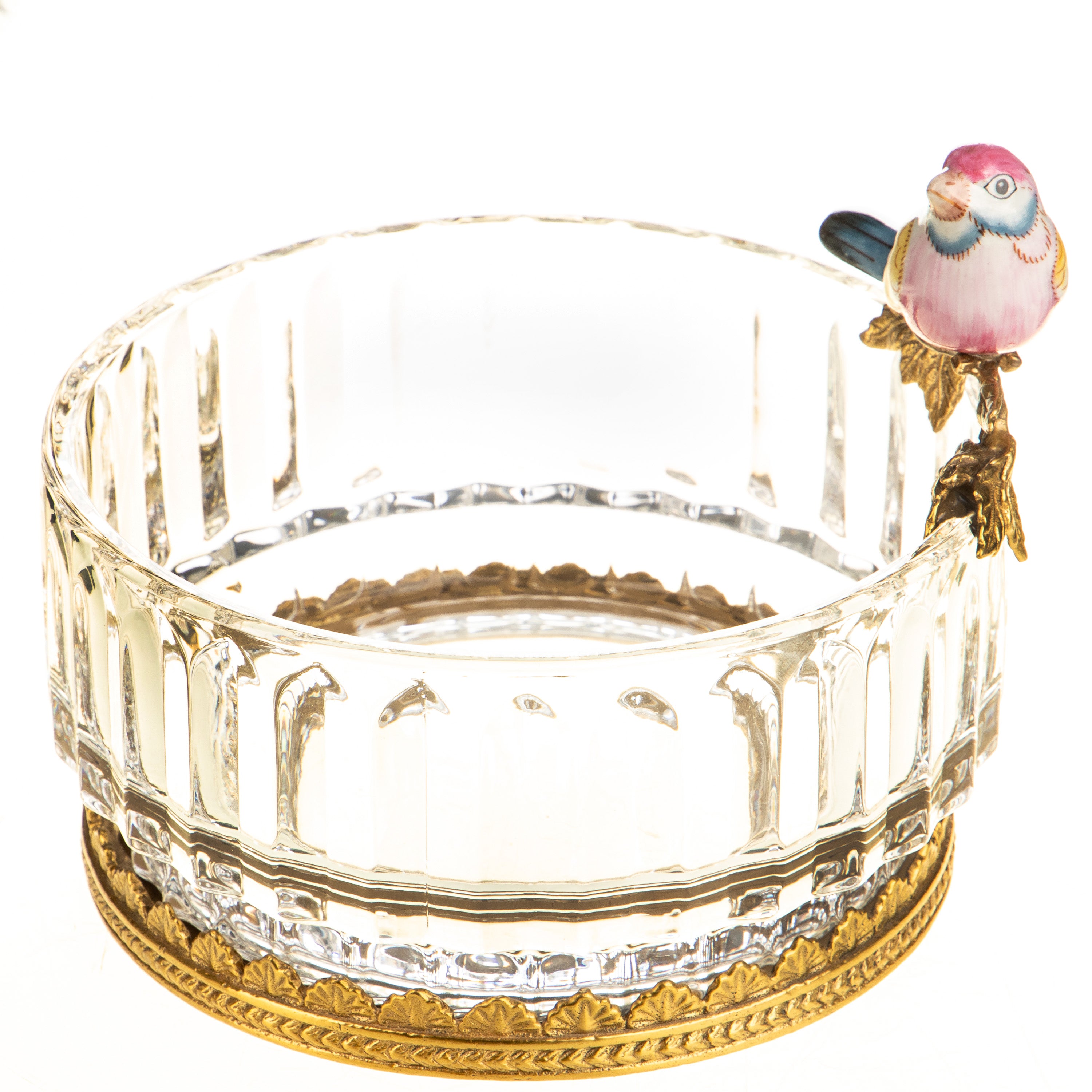 Glass Bowl with Bronze Bird Mount
