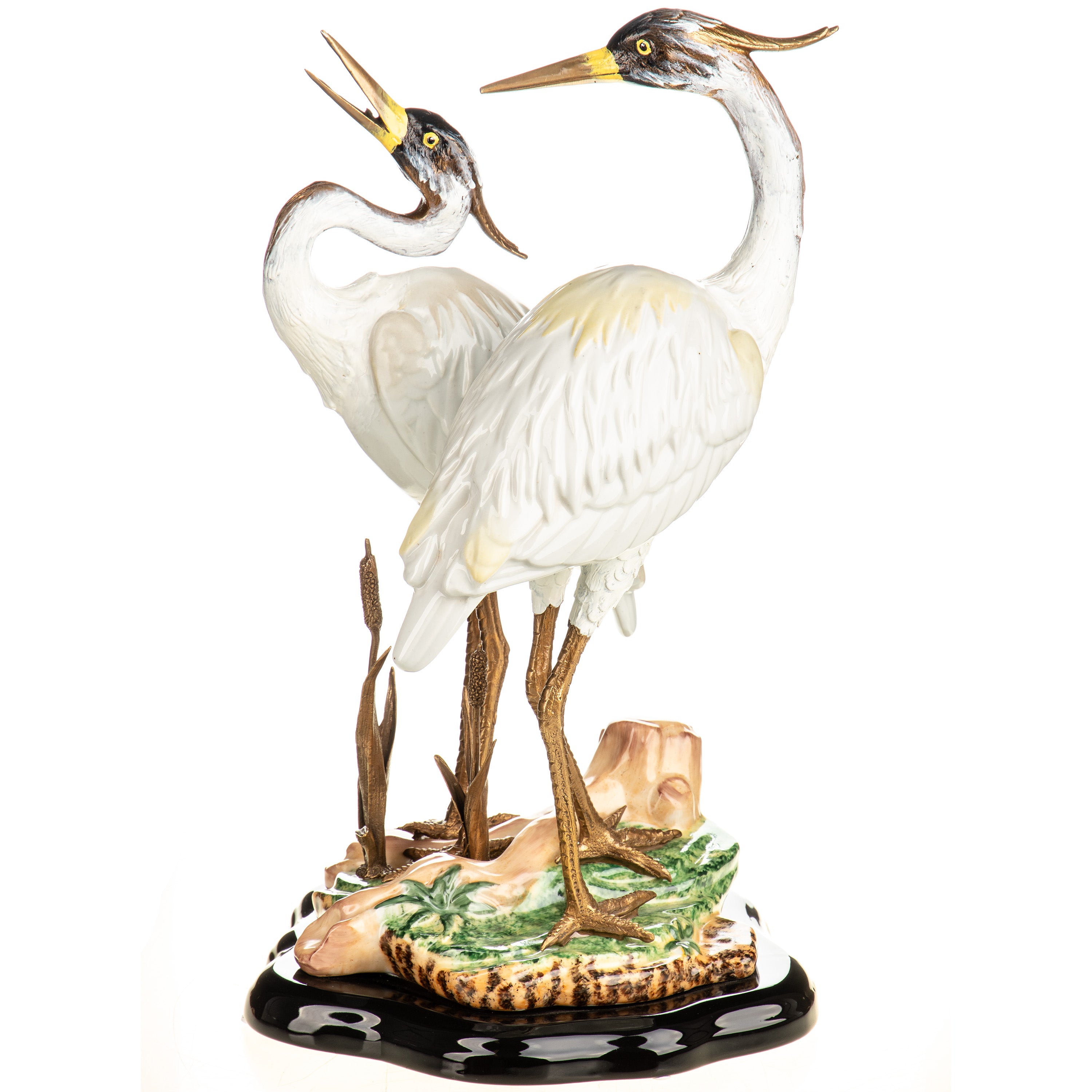 Porcelain Centerpiece with Bronze Herons
