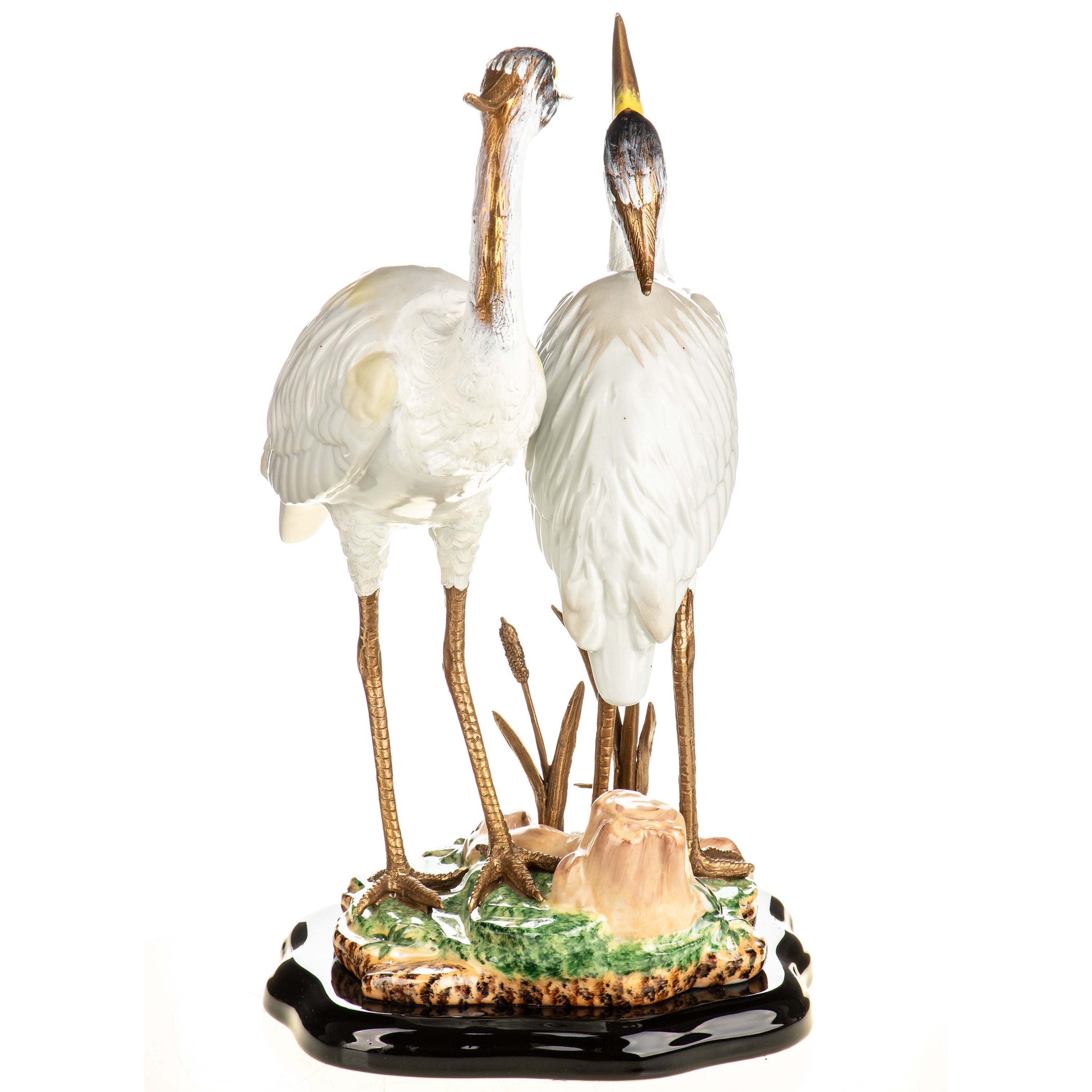 Porcelain Centerpiece with Bronze Herons