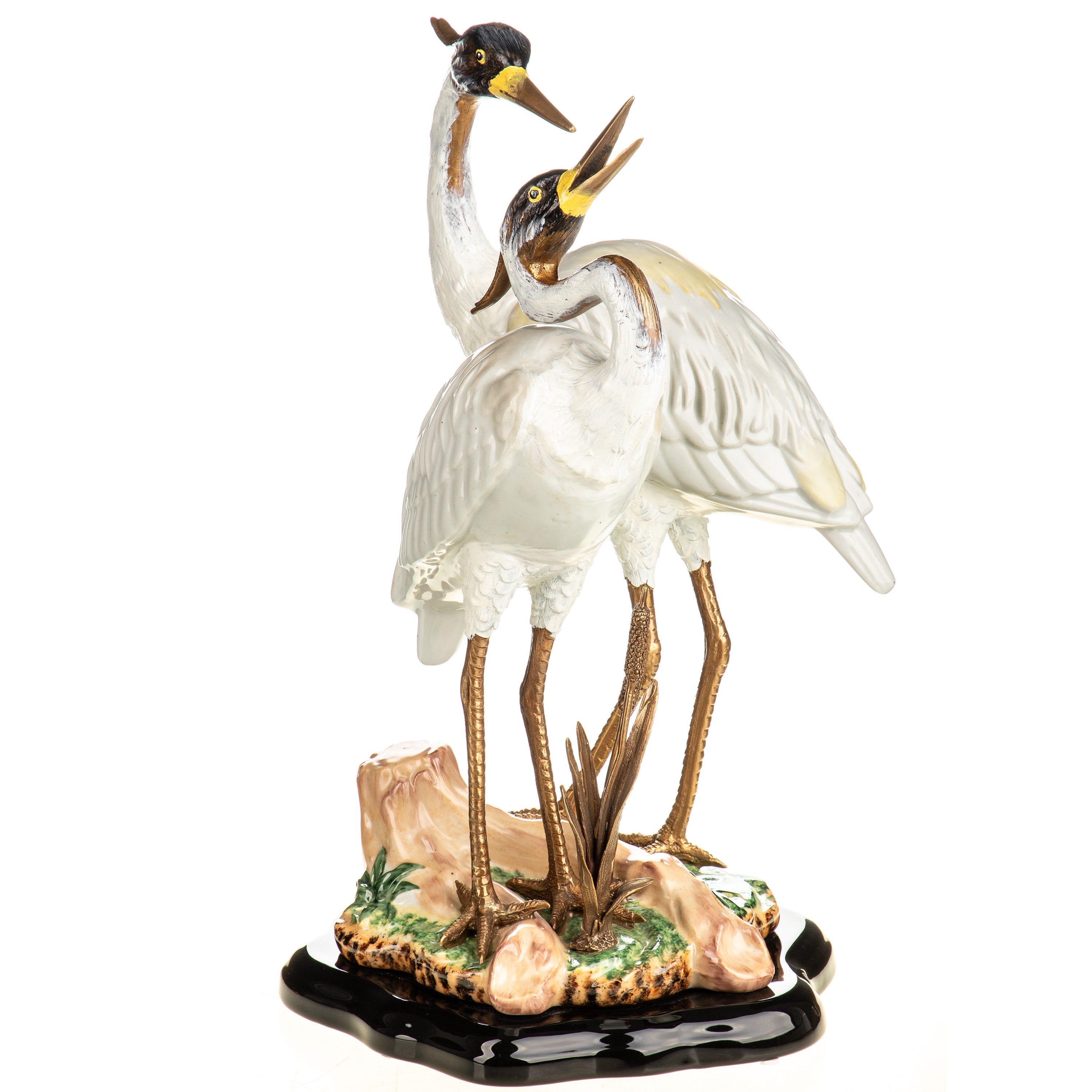 Porcelain Centerpiece with Bronze Herons