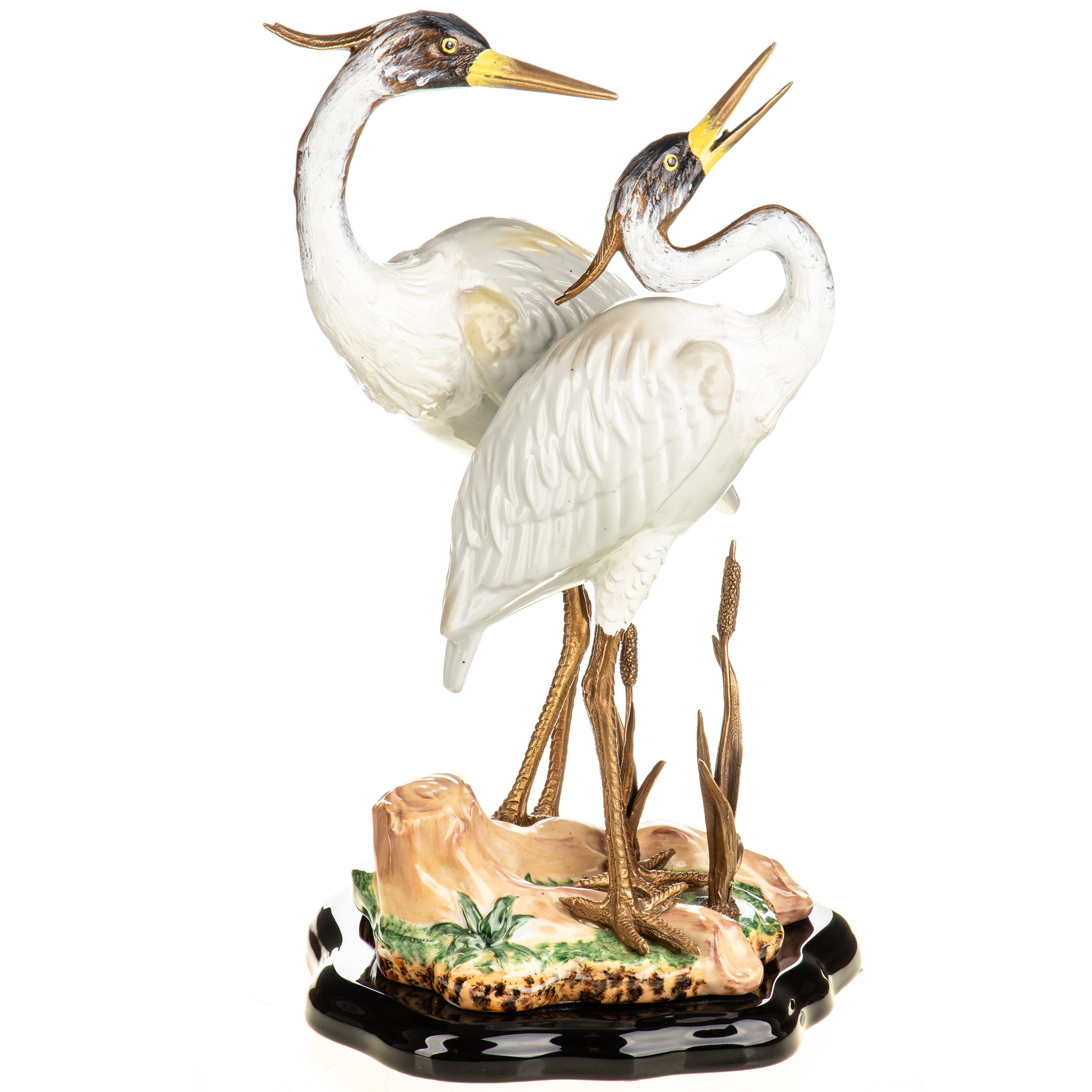 Porcelain Centerpiece with Bronze Herons