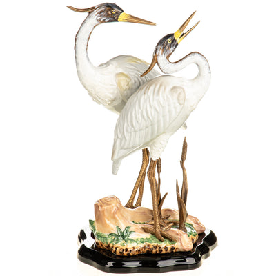 Porcelain Centerpiece with Bronze Herons