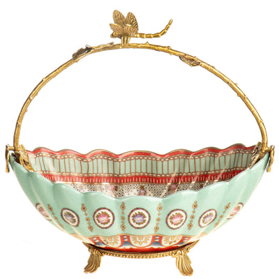 Porcelain Bowl with Bronze Dragonfly Mounts