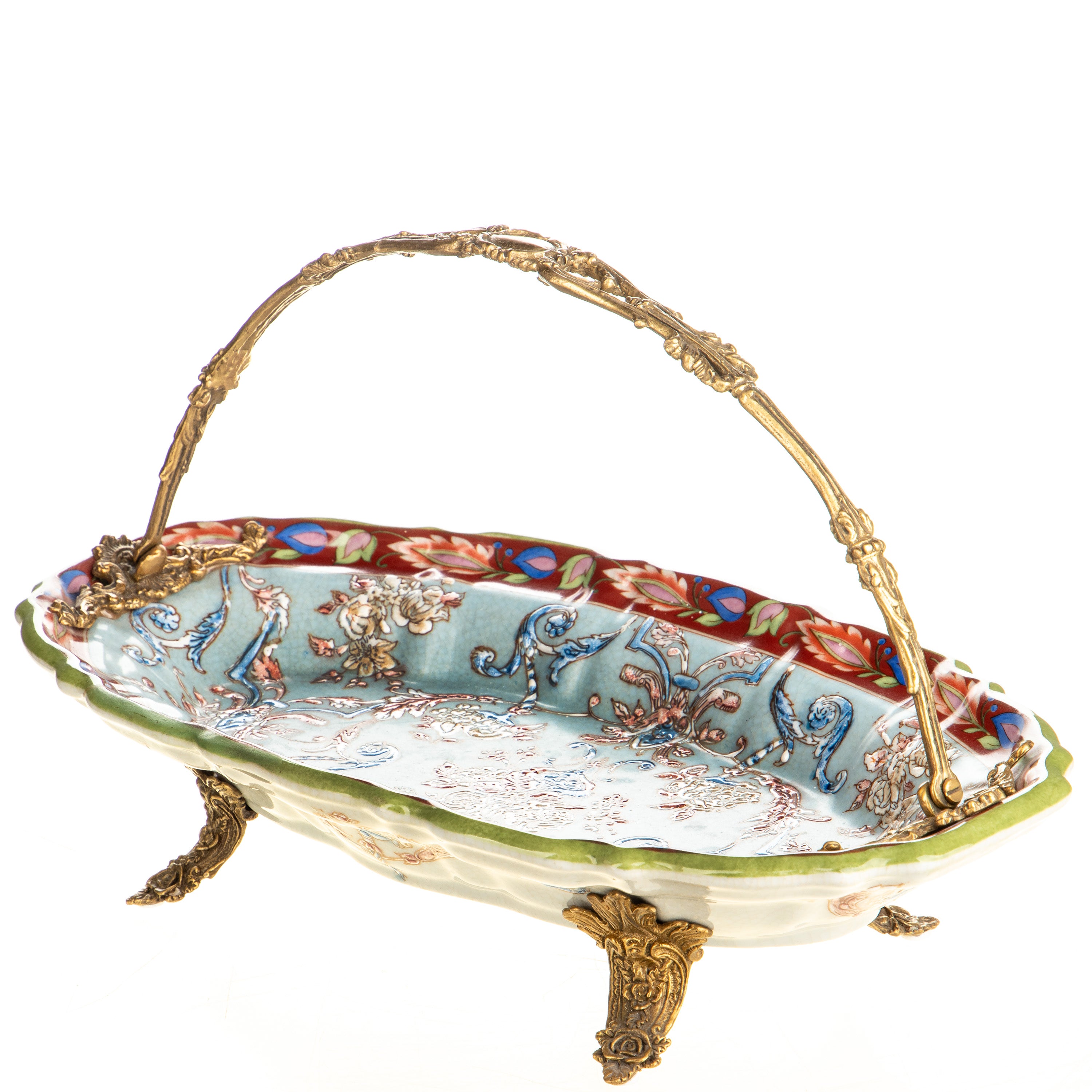 Porcelain Bowl with Bronze Mounts – Oval Centerpiece