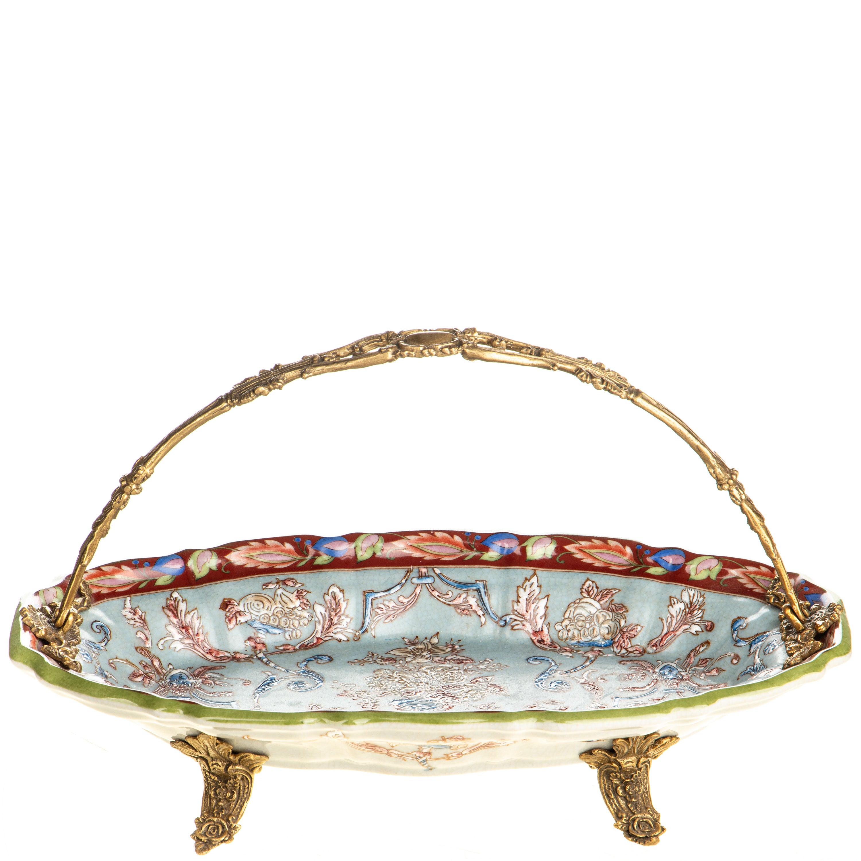 Porcelain Bowl with Bronze Mounts – Oval Centerpiece