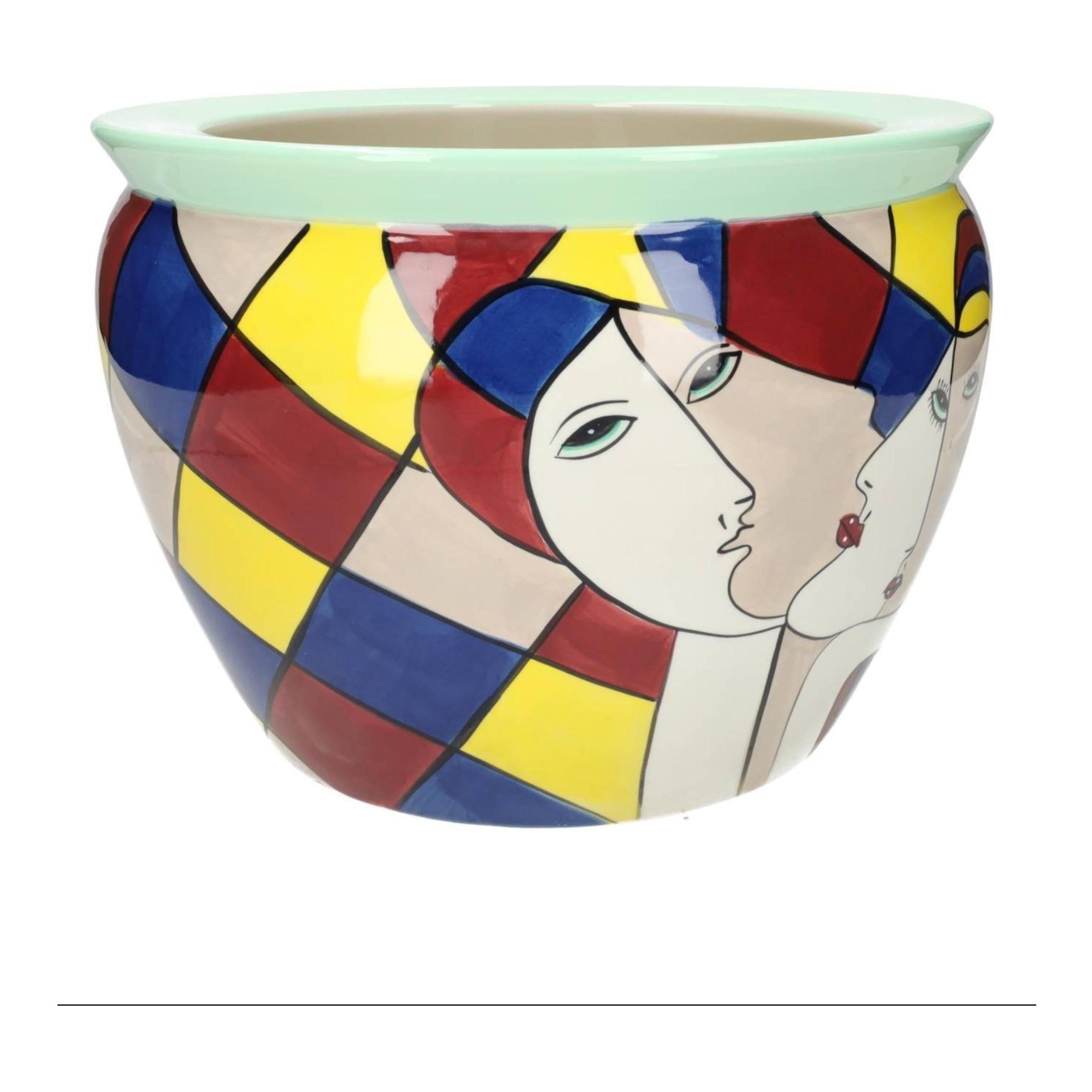 Hand-Painted Porcelain Bowl – Modern Art with Picasso Faces