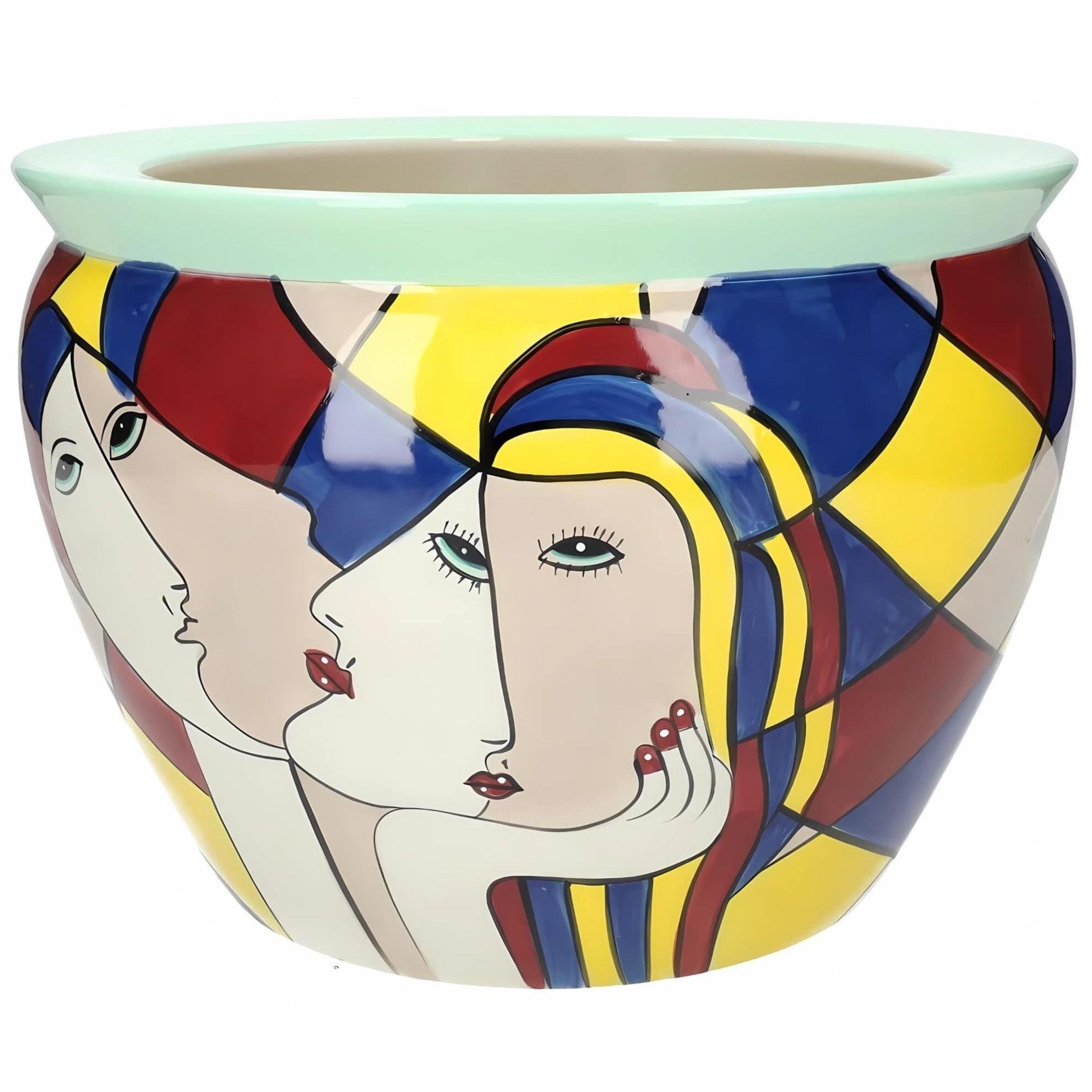 Hand-Painted Porcelain Bowl – Modern Art with Picasso Faces