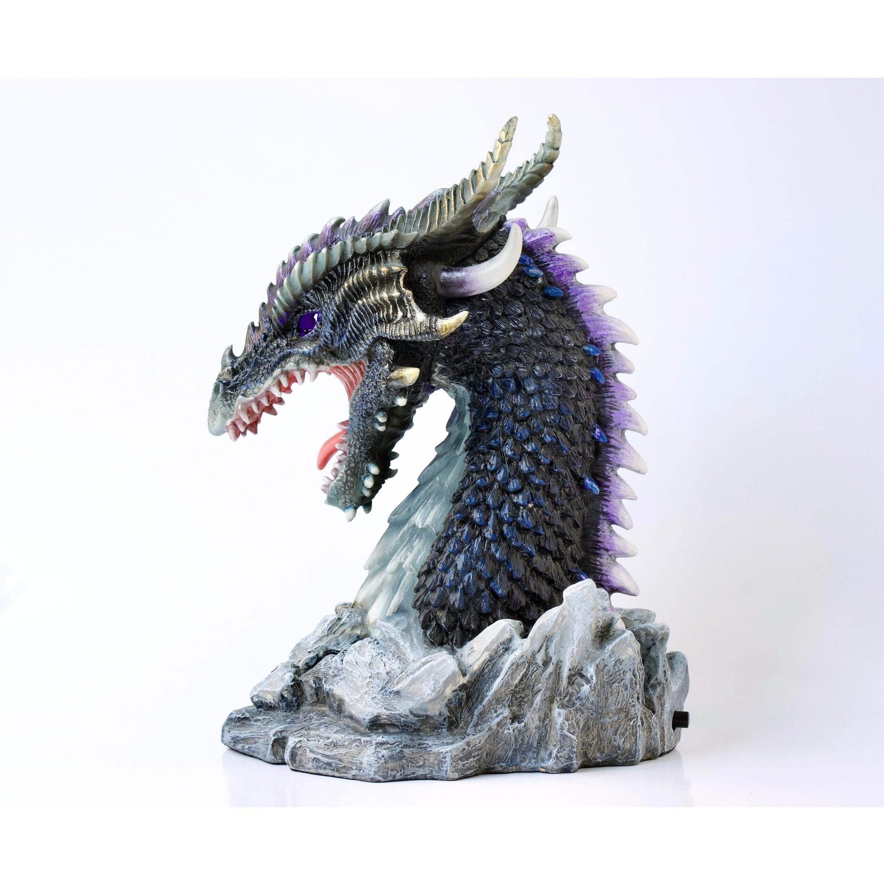 Horned Obsidian Dragon Bust (LED) | Busts | Home Decor | Handcrafted